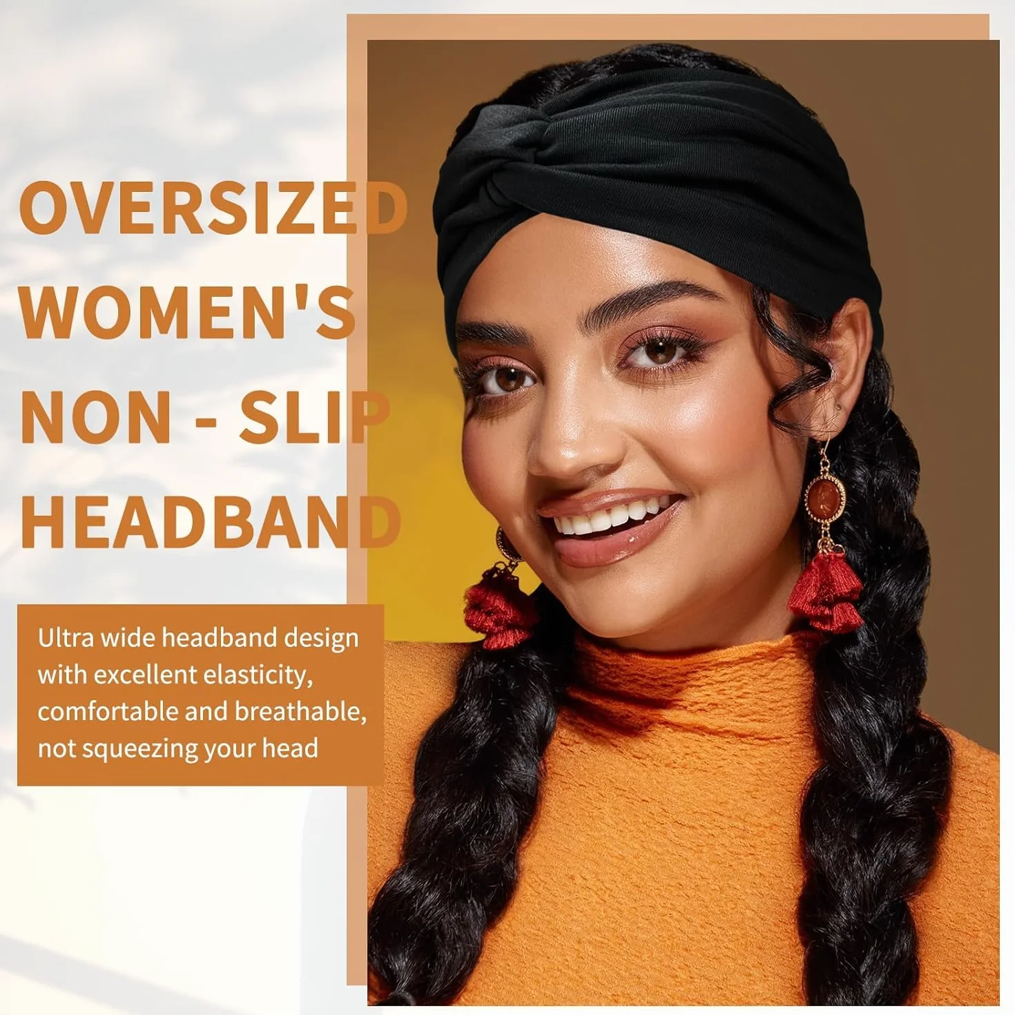 Kavya Fascia Capelli Donna 4 Pcs 7'' Elastico Cerchietto Capelli Donna Movimento Yoga Fasce Per Capelli Bandana Extra Large Headband Boho Accessori Per Capelli (Grigio)