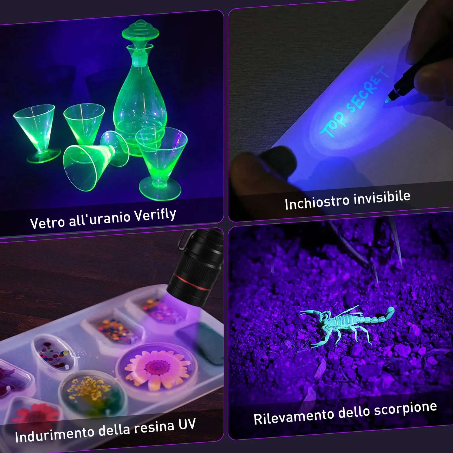 Eletorot Torcia UV 395 NM Ultravioletti Zoomable Blacklight per Resina Polimerizzante