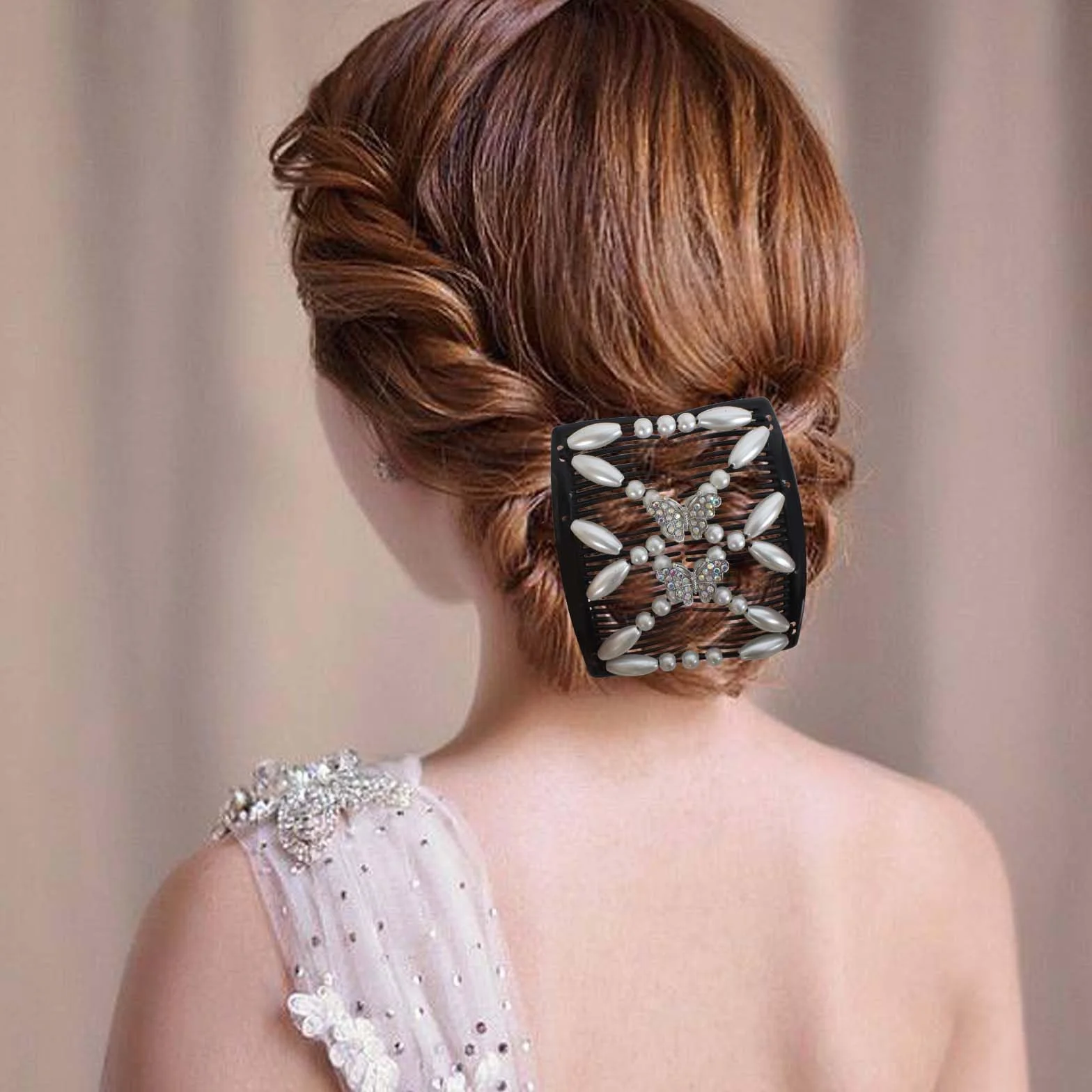 4 Pezzi Magic Hair Comb per Capelli, Pettini per Capelli Fermagli per Capelli, Doppio Pettine Fermacapelli Signore Clip, Fermagli a Pettine Magico Elastici per Donne Ragazze Accessorio per Capelli