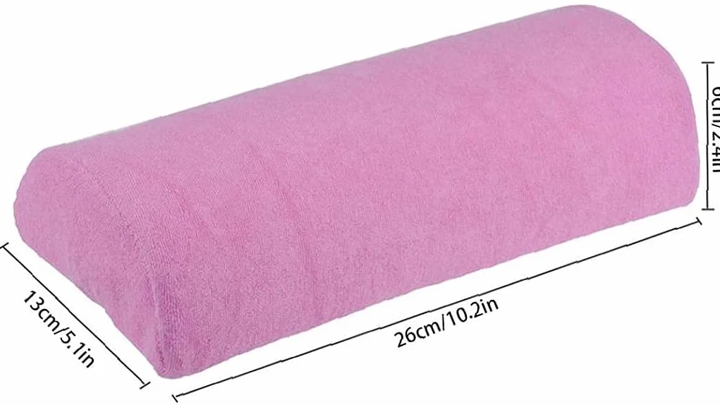 U-K Cuscino per mani per nail art, morbido cuscino in spugna - Set da tavolo per nail art - Supporto per bracciolo rimovibile, lavabile, supporto per manicure, trucchi (rosa) design carino