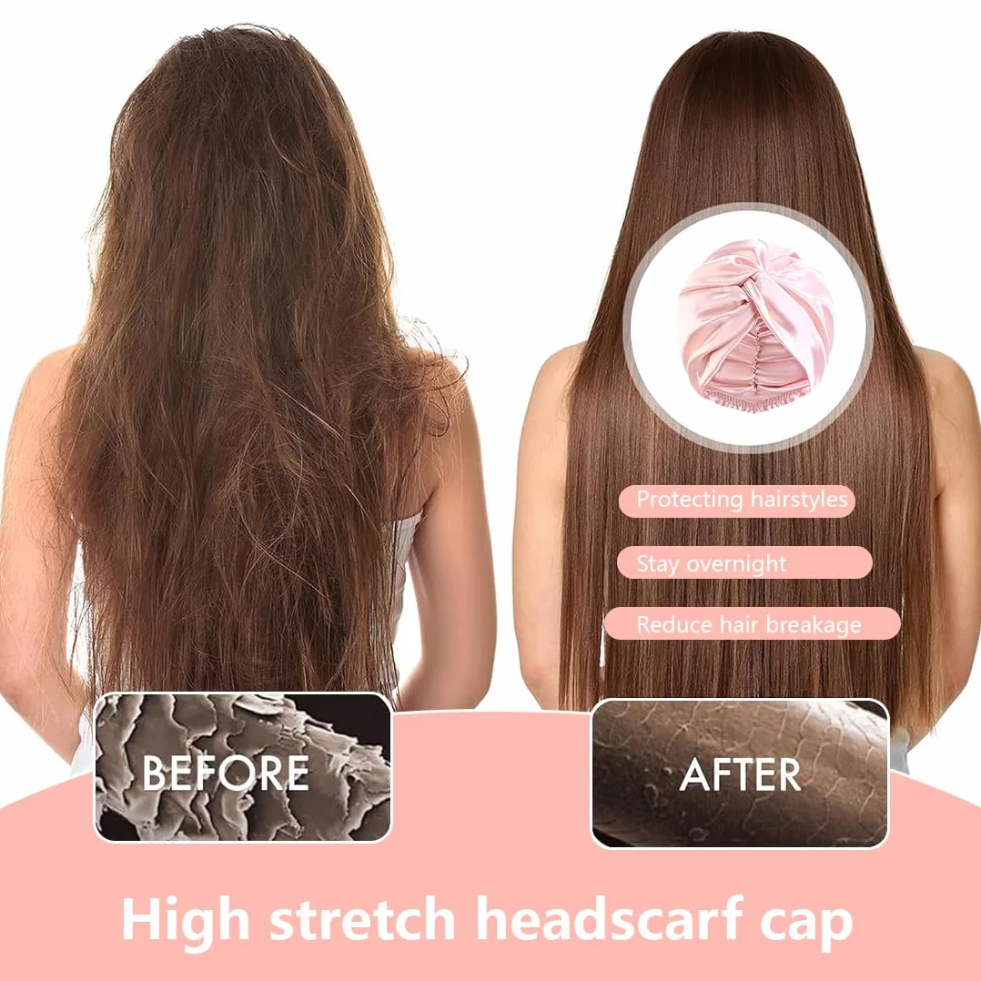Cuffia Seta Capelli Notte, Cuffia Capelli Ricci Notte, Cuffia in Seta per Capelli Ricci, Silk Bonnet, Cuffia di Seta per Dormire, Cuffia da Notte per Capelli Ricci Lunghi Locs, Rosa