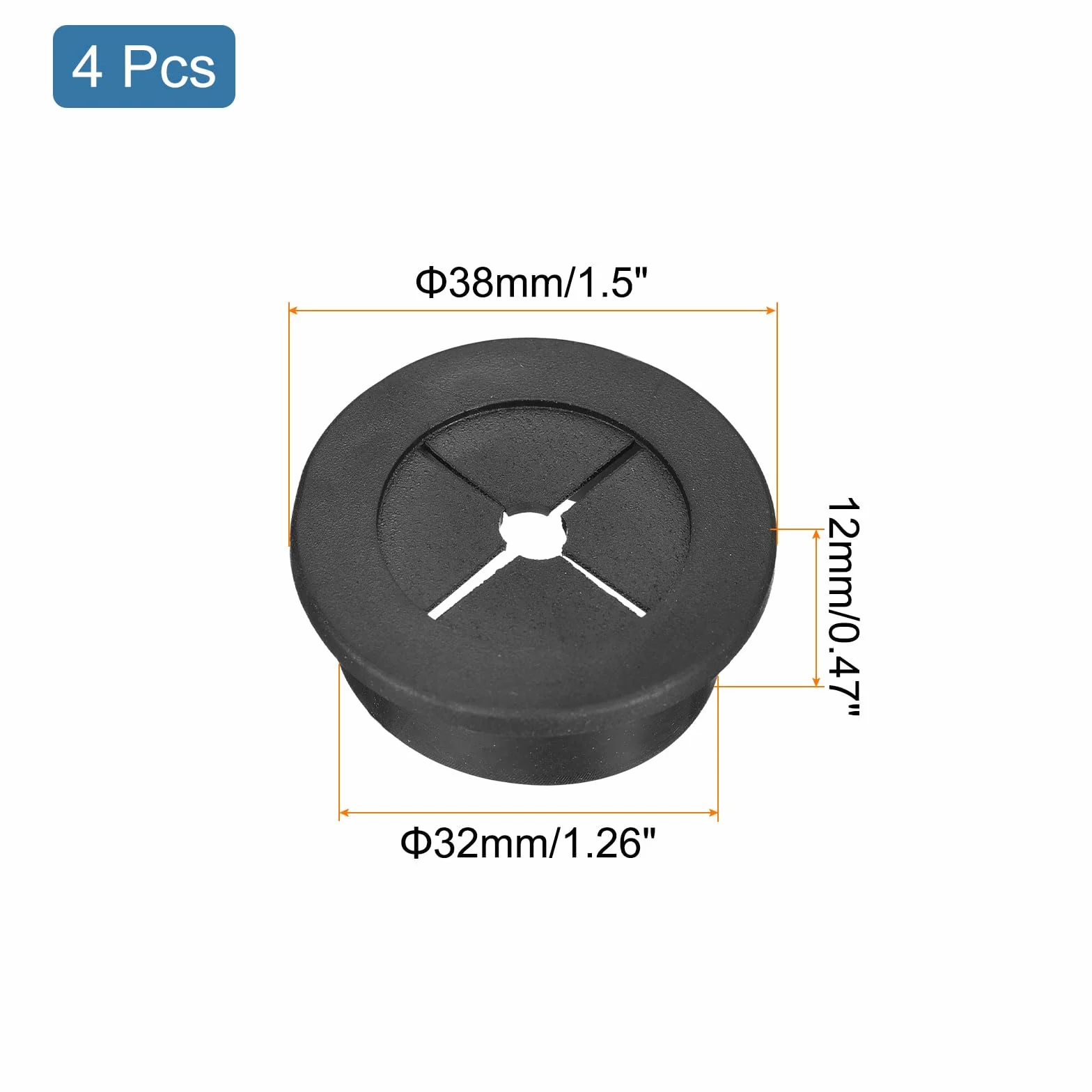 QUARKZMAN Passacavo per Scrivania 1-1/4 Pollici (32mm) Nero Gomma Flessibile Copertura Foro Filo