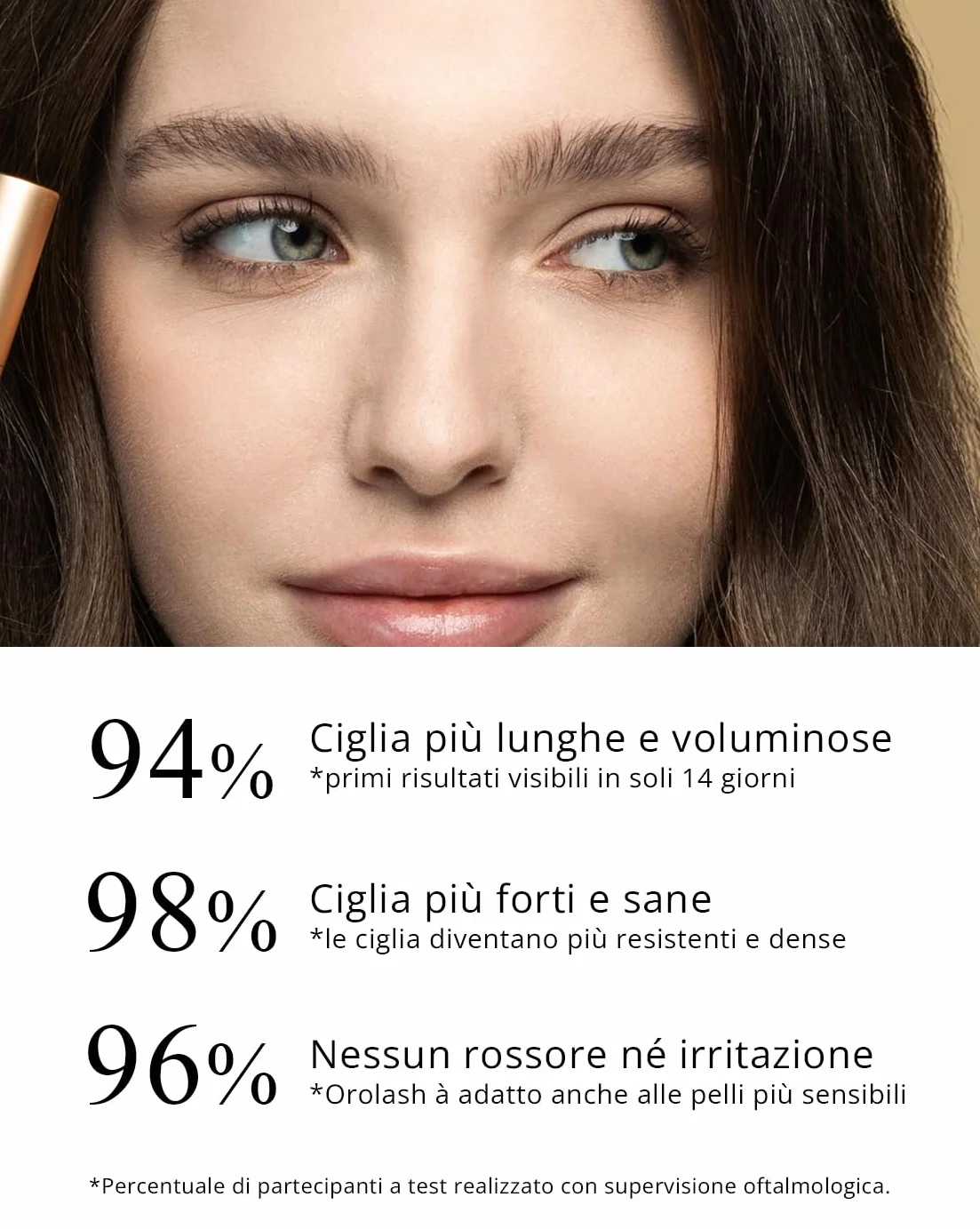 Siero Ciglia Allungante e Volumizzante OROLASH 3ML (3 mesi) | Ideale Per Infoltimento Ciglia e Sopracciglia | 100% EFFICACE