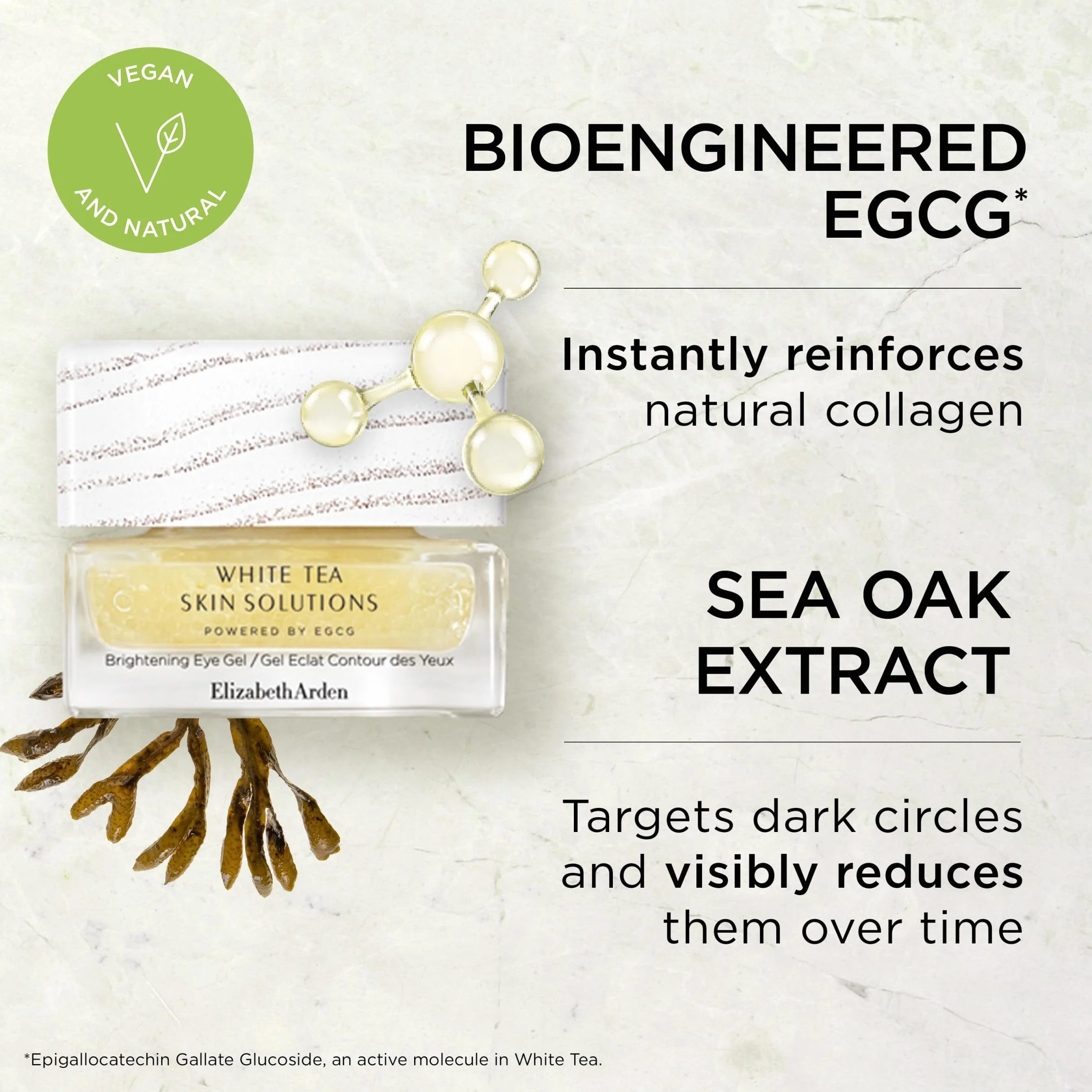 Elizabeth Arden Gel Contorno Occhi White Tea Skin Solutions, Illumina e Rivitalizza lo Sguardo, Attenua le Rughe Sottili, con EGCG e Tè Bianco, per Tutti i Tipi di Pelle, 15 ml