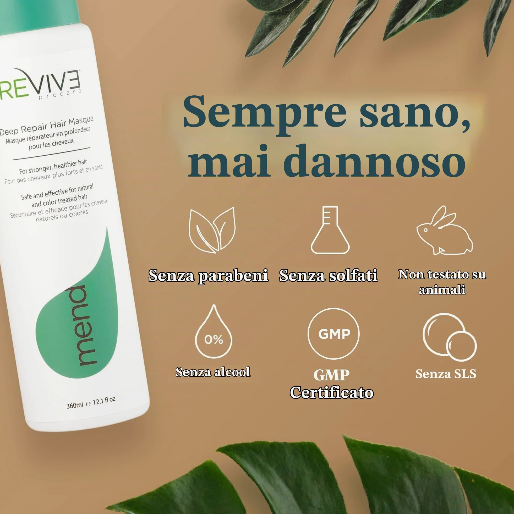 Revive Procare - Maschera multi proteica per capelli, riparazione profonda, Ricca di proteine ed intensamente idratante, con estratti botanici naturali - 360ml