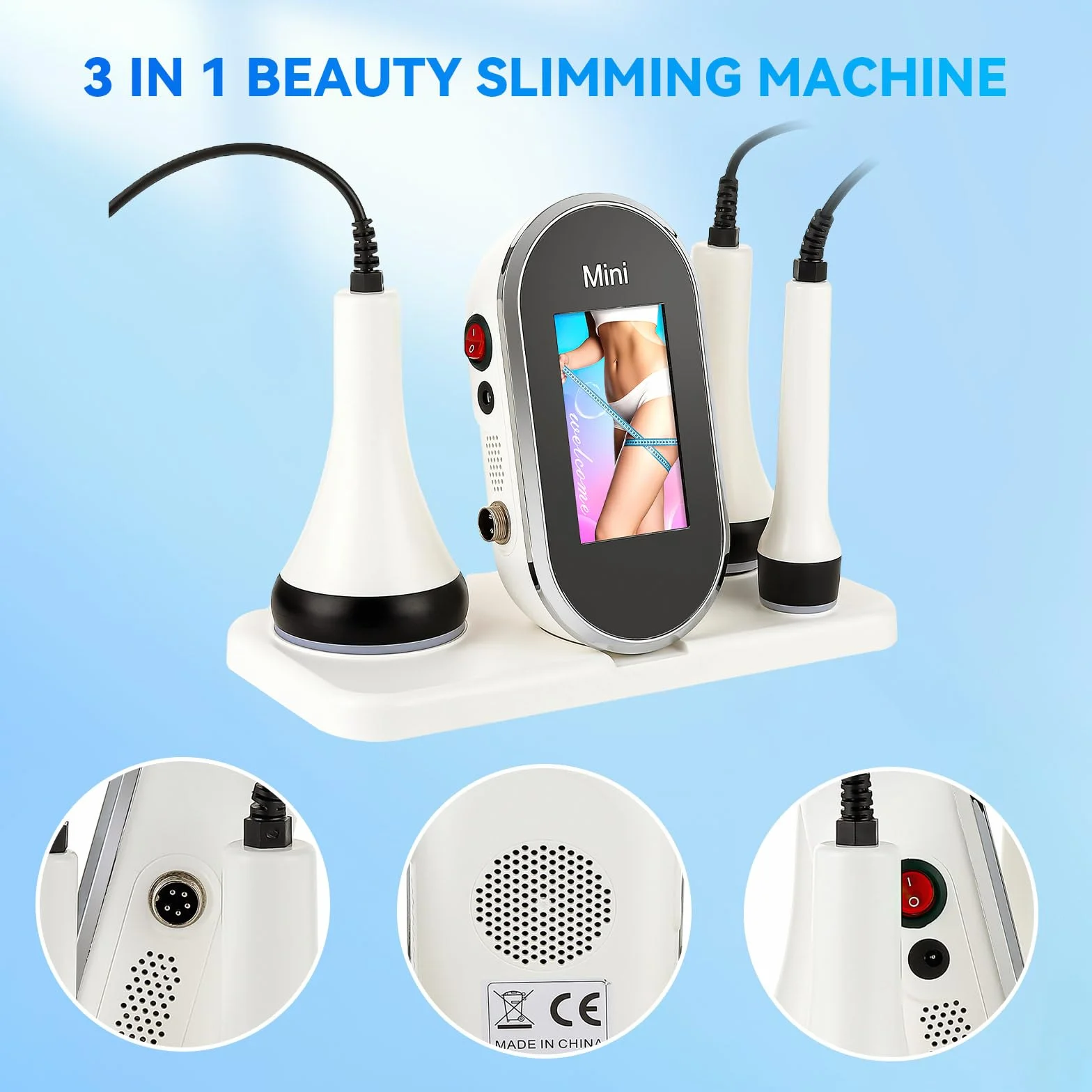 40 K Massaggiatore Anti Cellulite Apparato dimagrante, Lipocavitazione Radiofrequenza 4 in 1, Corpo dimagrante macchina, Macchina di bellezza del viso, per il viso, i braccia, l'addome (B-3 in 1)