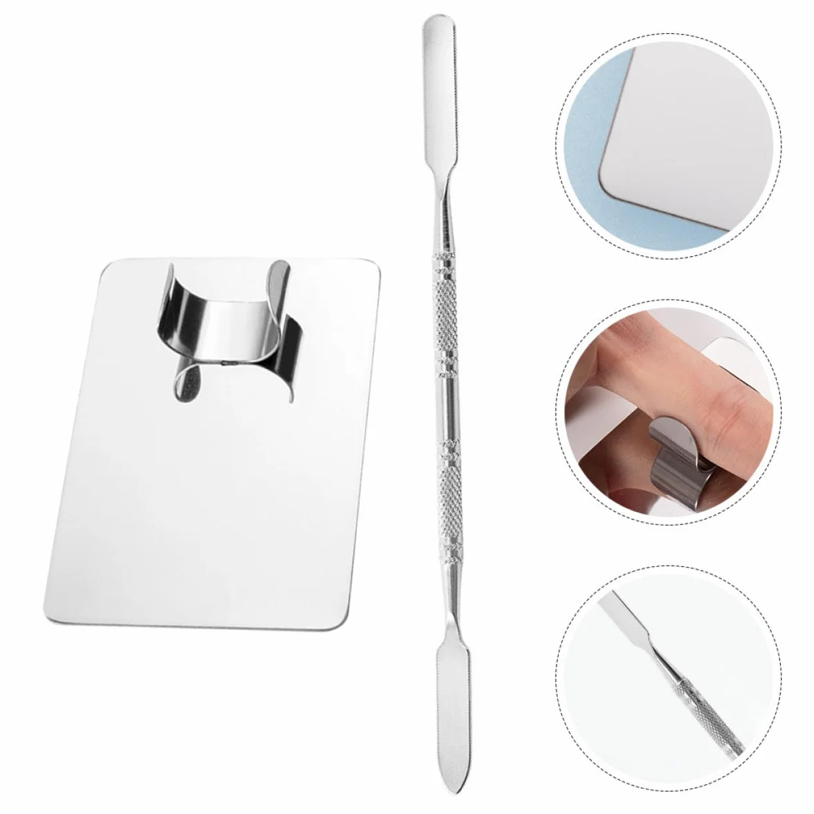 Set Palette per Trucco in Acciaio Inox con Spatole per Miscelare Pigmenti e Fondotinta, Tavolozza Cosmetica Professionale per Nail Art e Applicazione Make Up, per Truccatori