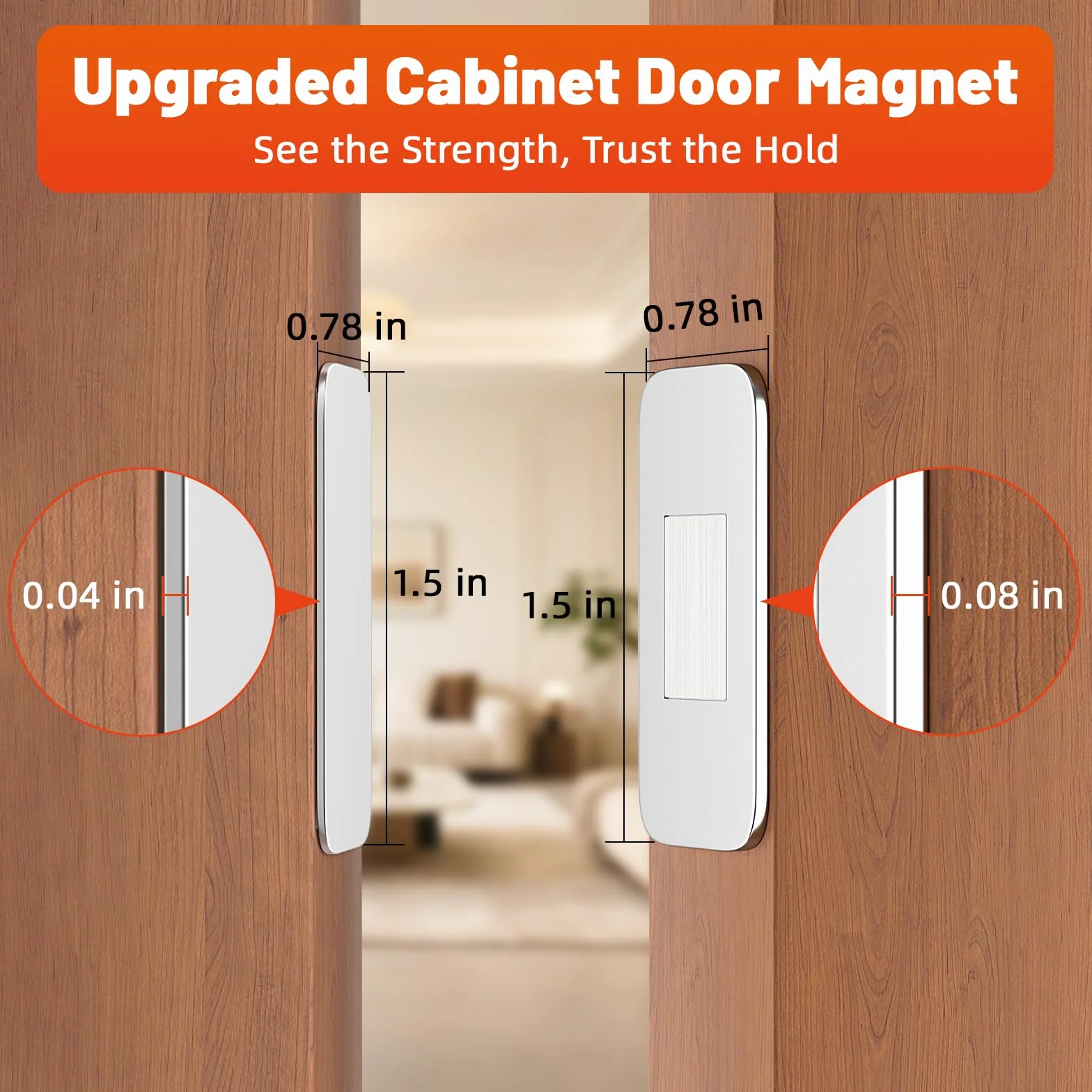 Chiusura Magnetica Ultra Sottile 6 Pezzi Argento, Calamita per Mobili in Metallo, Magneti Adesivi per Porte Armadi Cucina