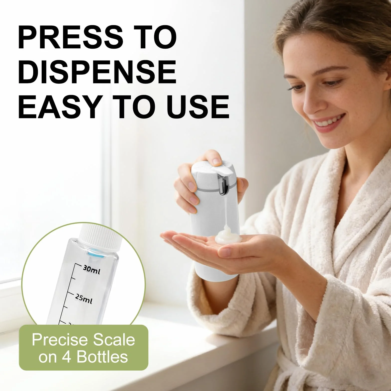 4 in 1 Bottiglie da Viaggio, Set Contenitori da Viaggio con Etichette, Bottiglie Ricaricabili per Shampoo, Balsamo, Lozione e Crema, Flaconi Portatili Antiperdita, Kit Viaggio Aereo Bagaglio a Mano