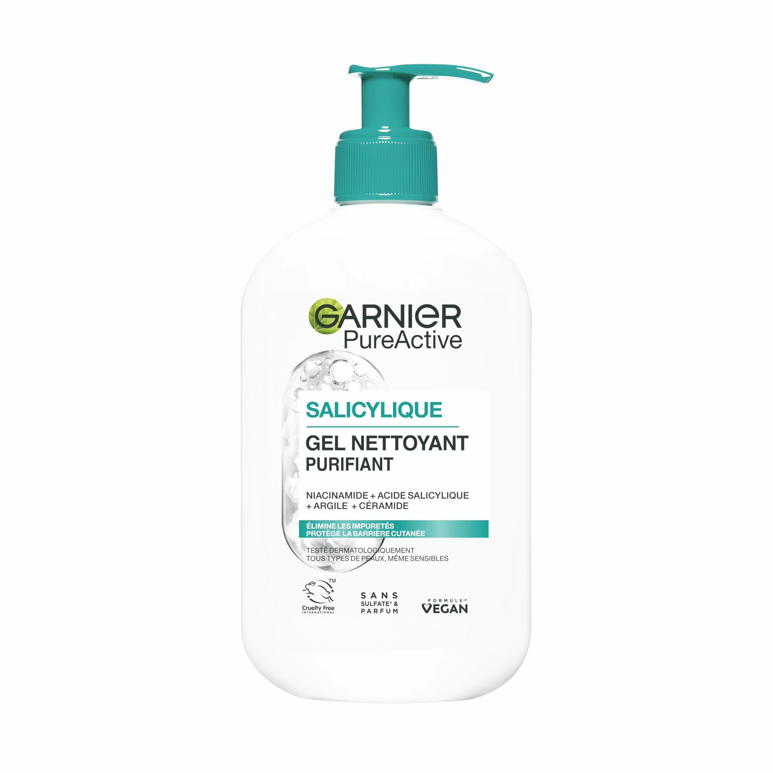 Garnier Gel detergente schiumogeno con acido ialuronico, ceramide e argilla 250 ml