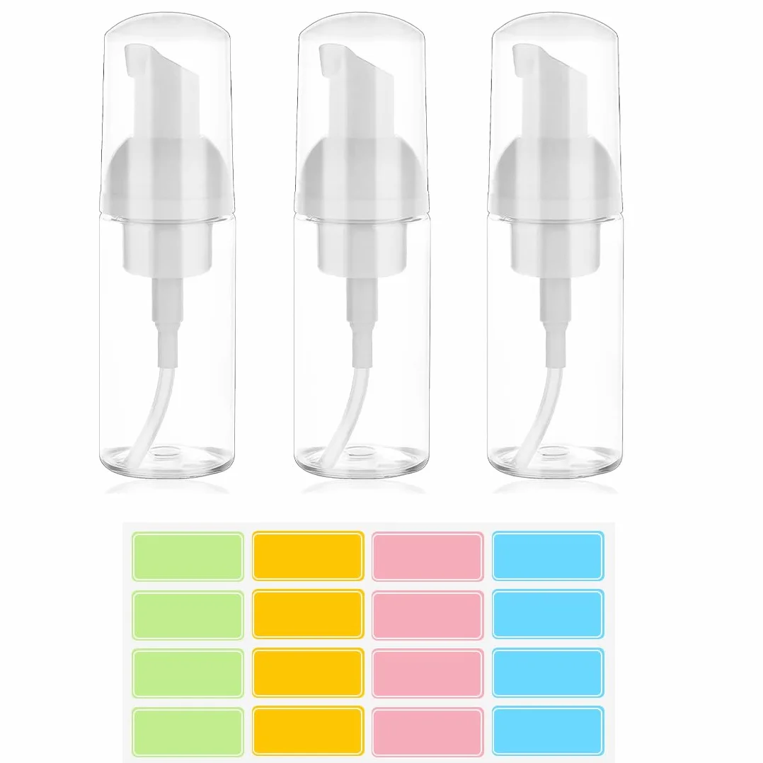 3 Pezzi Dispenser Sapone Schiuma - 50 ml Bottiglia Transparent Riutilizzabili per Cosmetici, Lozione, Bagno, Shampoo Liquidi (Trasparente)