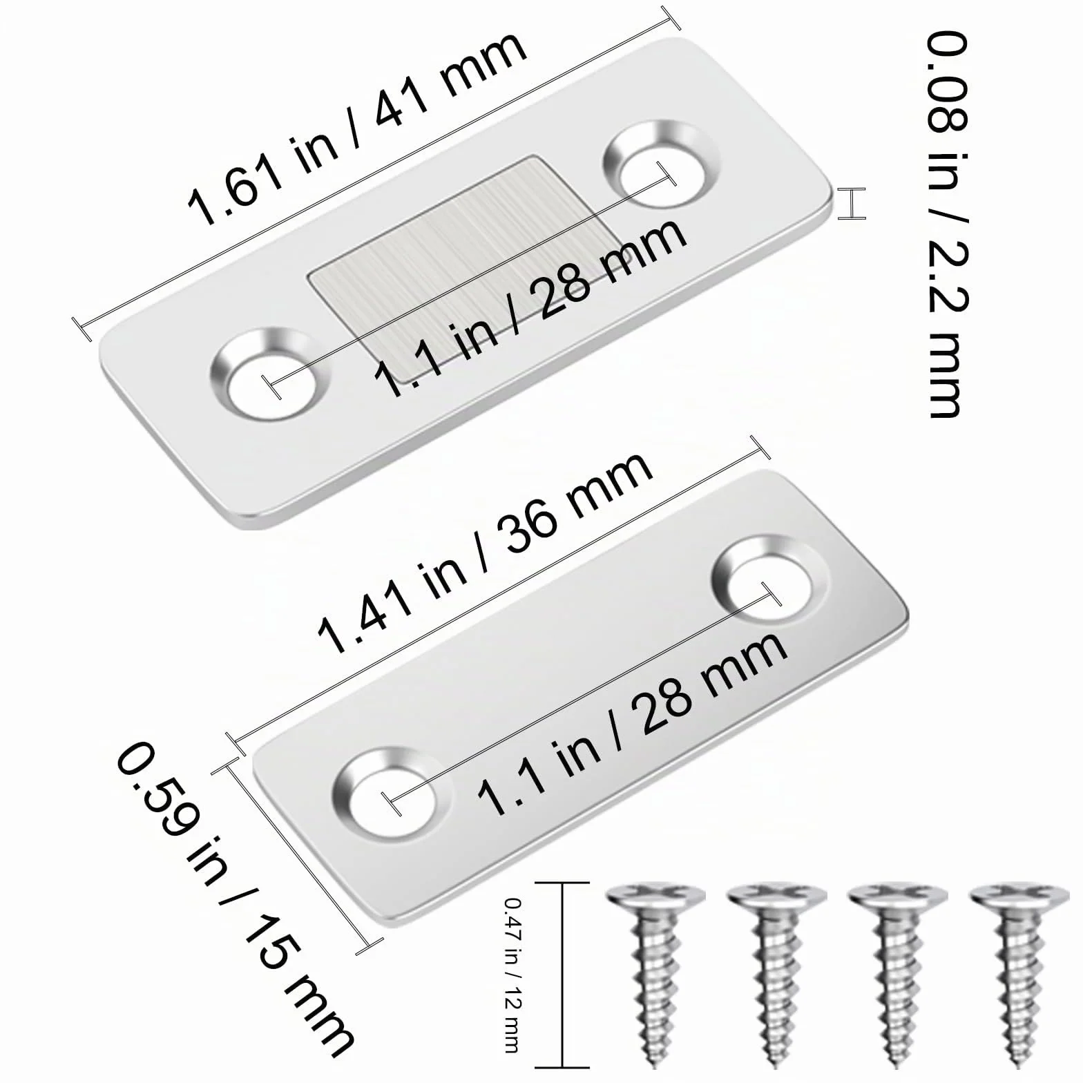 Jiayi 2 Pezzi Chiusura Magnetica Calamite per Mobili Ultra Sottile Chiusura Porta Armadio Cucina