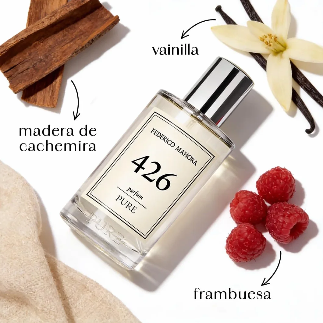 Pure 426 Profumo da Donna 50ml | Bergamotto e Neroli | Fiore d'Arancio, Lampone e Gelsomino | Patchouli, Vaniglia e Legno di Cashmere | Fragranza Orientale 20%