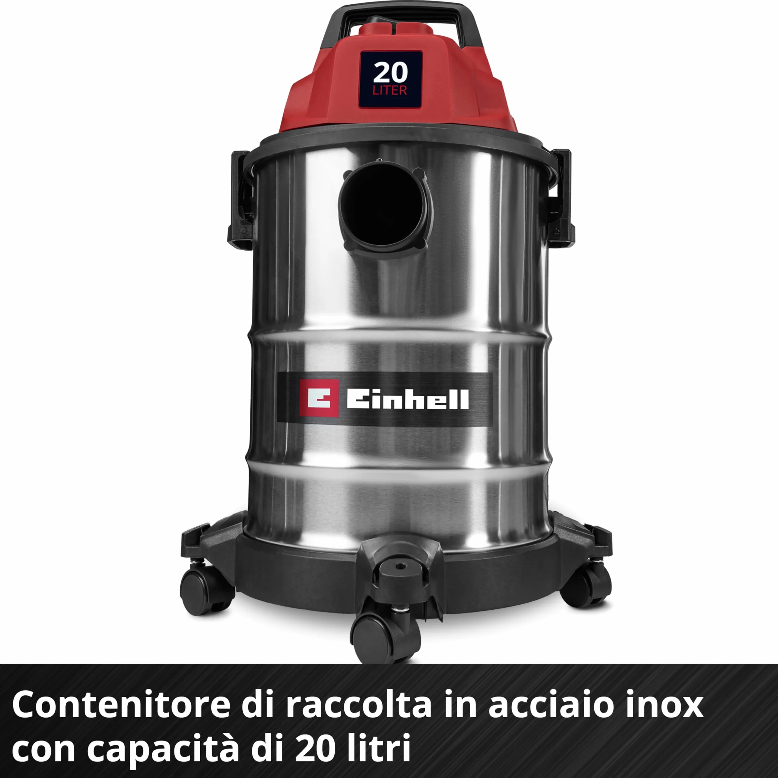 Einhell Aspiratore a secco e umido TC-VC 2045 S 900 W 180 mbar 20 l acciaio inox