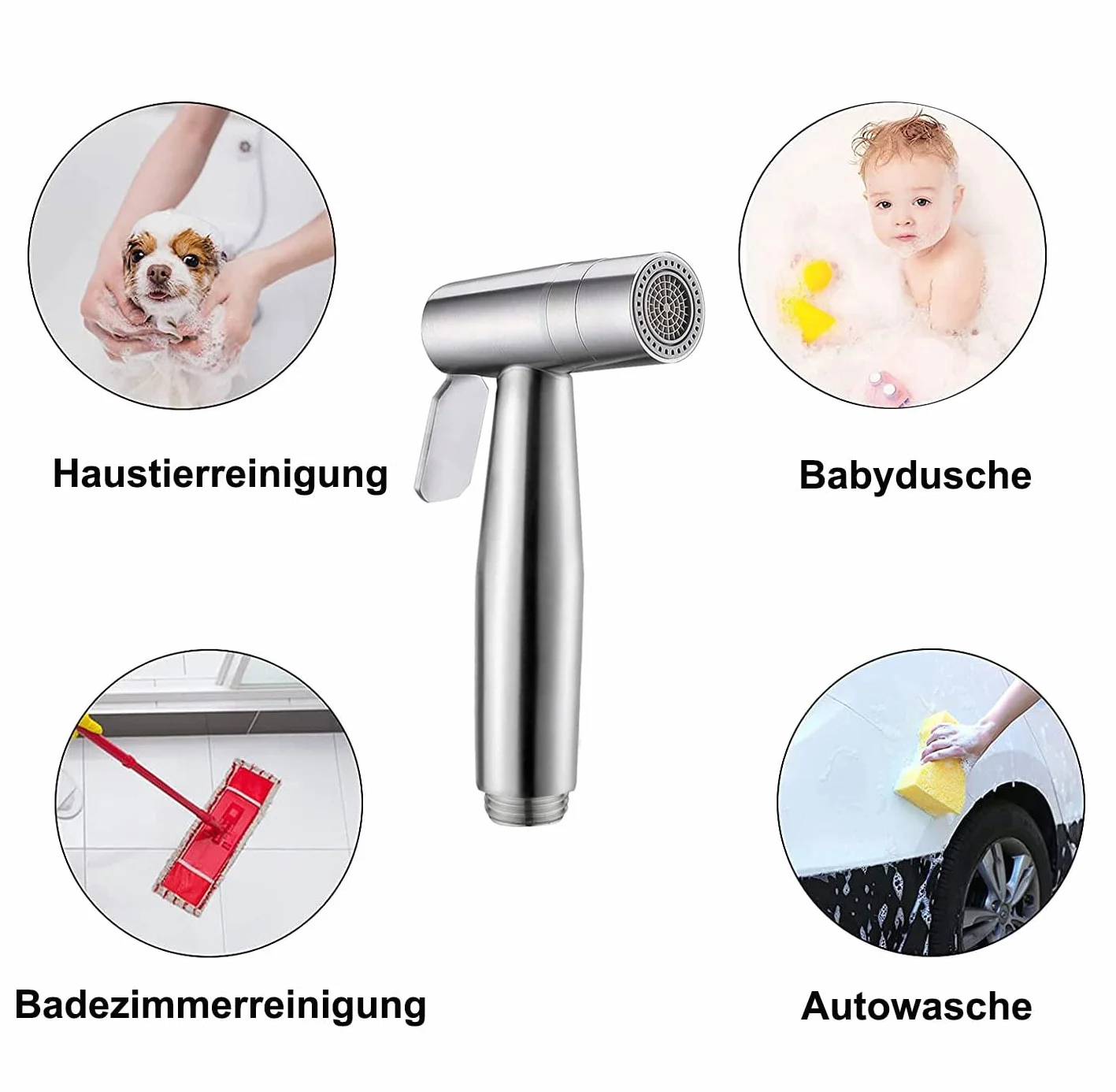 Doccetta Bidet Portatile Acciaio Inossidabile 2 Funzioni Spruzzatore WC