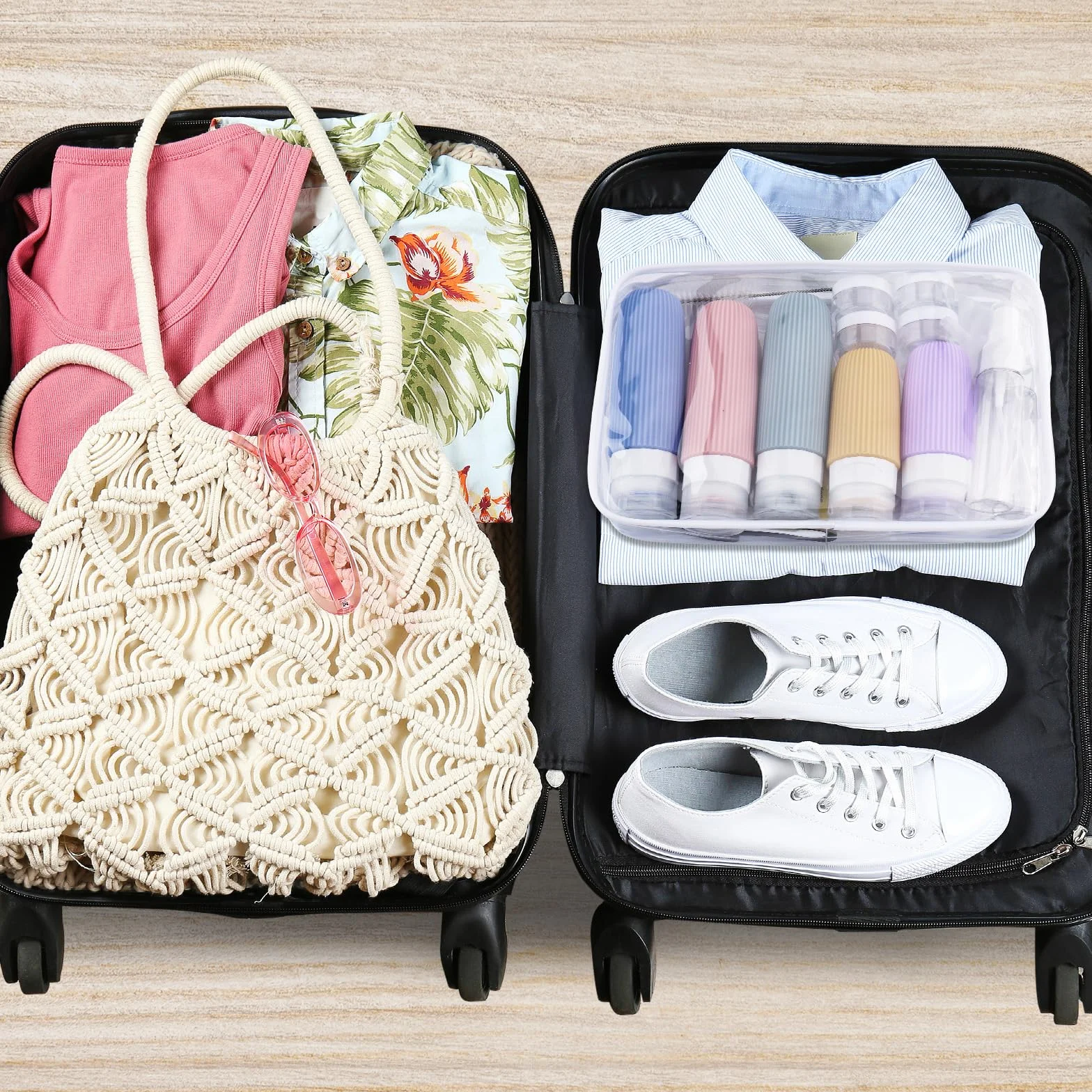 20 Pezzi Contenitori da Viaggio per Liquidi, Kit Viaggio Liquidi in Silicone, Boccette Flaconi da Viaggio 90 ml Riutilizzabili per Shampoo, Lotion, Crema e Cosmetici, Nessun BPA (Colore)