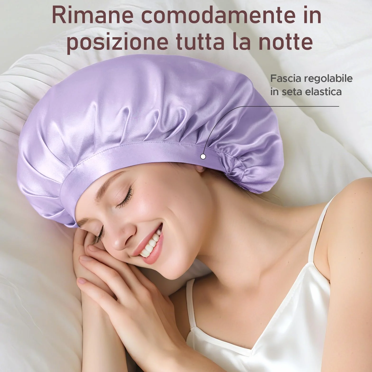 LitBear 22 Momme - Cuffia in Seta per Dormire, 100% Seta di gelso, 100% Silk Bonnet con Fascia Elastica, Traspirante e Regolabile per Capelli Ricci, Colore: Rosa., 61