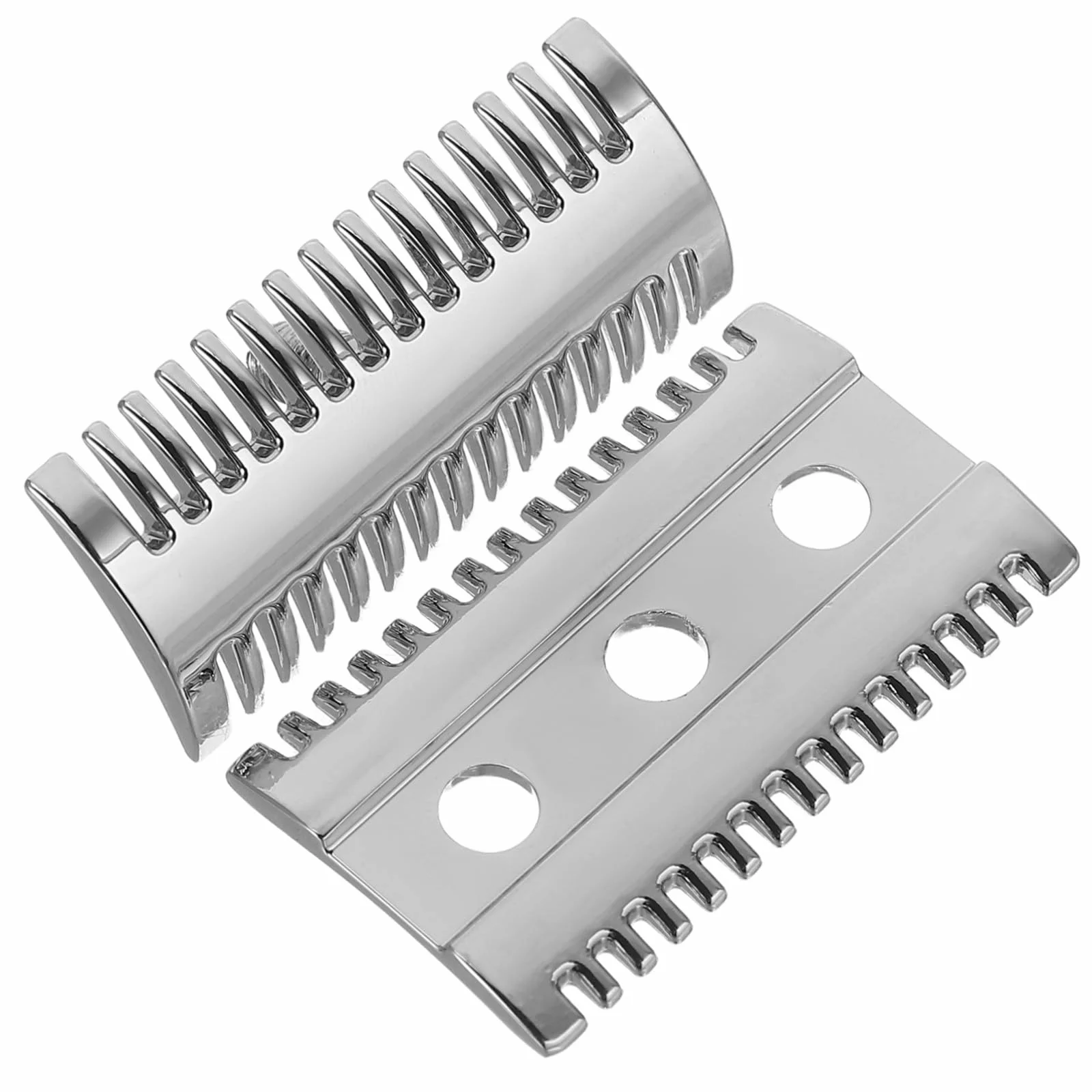 MERRYHAPY Testina Ricambio Rasoio Sicurezza in Lega Doppia Pettine in Metallo Solido Compatibile con Manici Standard per Barba Uomo e Donna Finitura Lucida Argento Resistente e Duratura