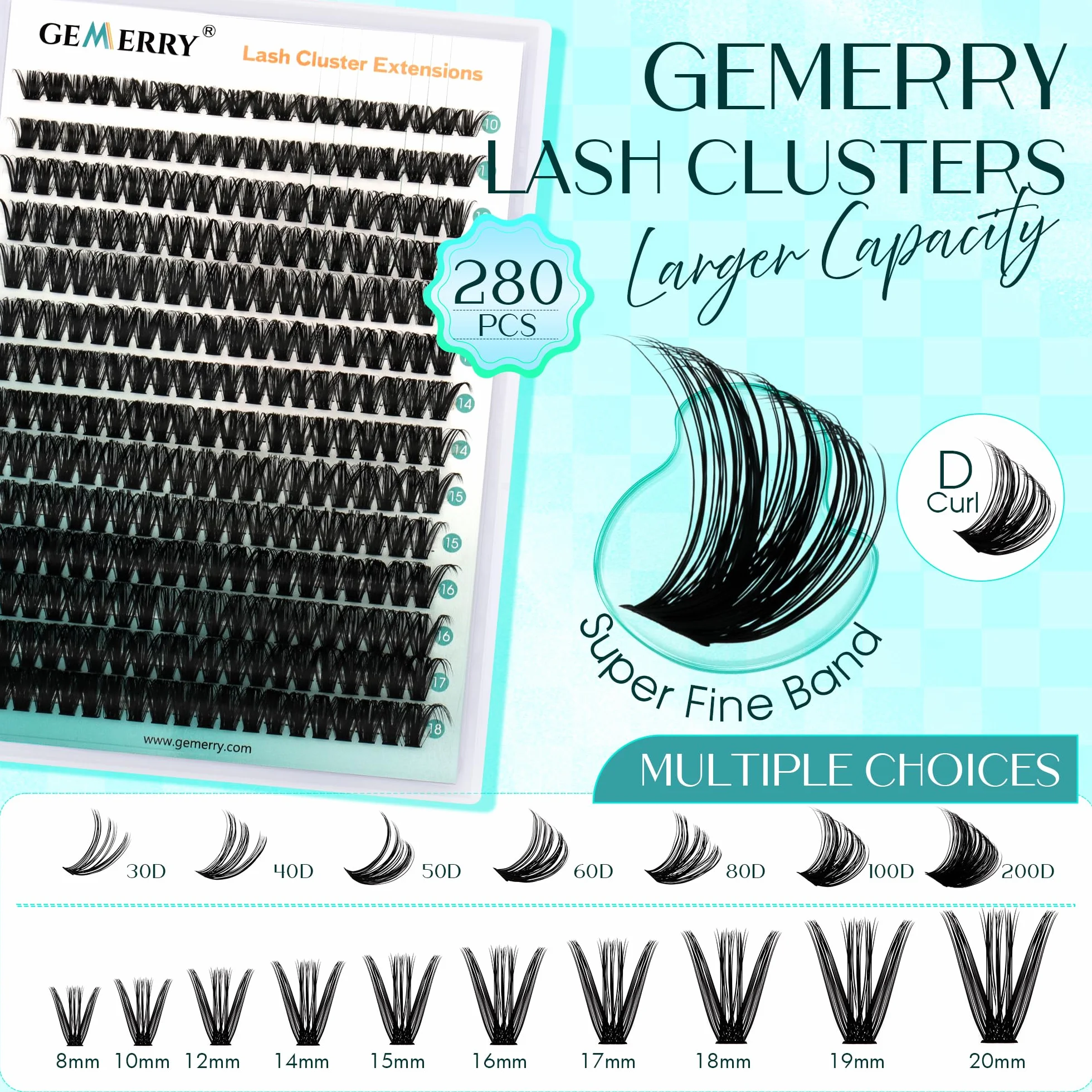 GEMERRY Ciglia Finte 80D Cluster Volume Russo 10-18mm mix 0.07 mm D Curl Fai Da Te a Casa per Principianti Individuali Professional Ciglia Finte Extension(80D-0.07D-10-18mm)