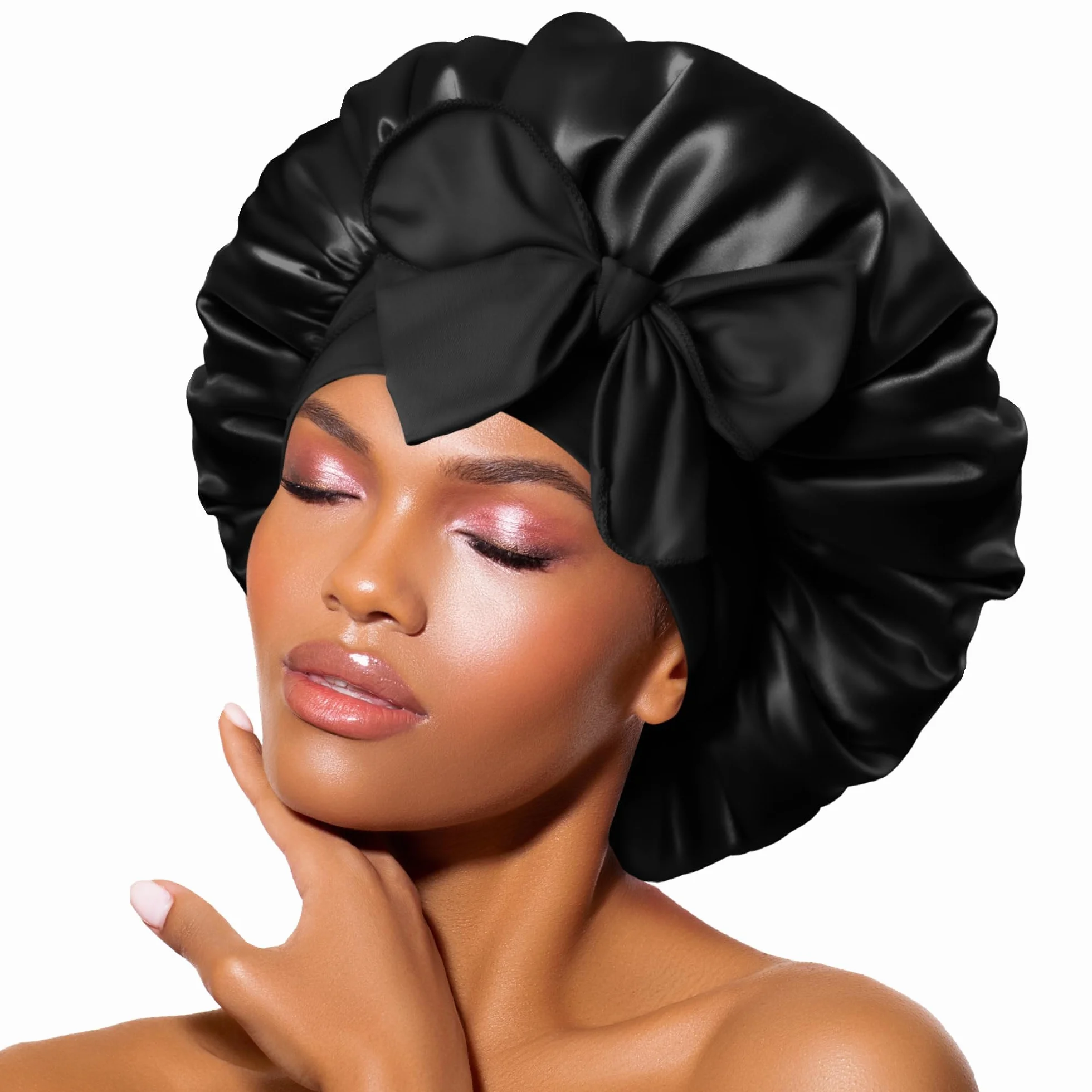 BONNET QUEEN Cuffia Seta Capelli Notte Regolabili Cuffia Capelli Ricci Bonnet con Lacci Lunghi Morbida e Protettiva
