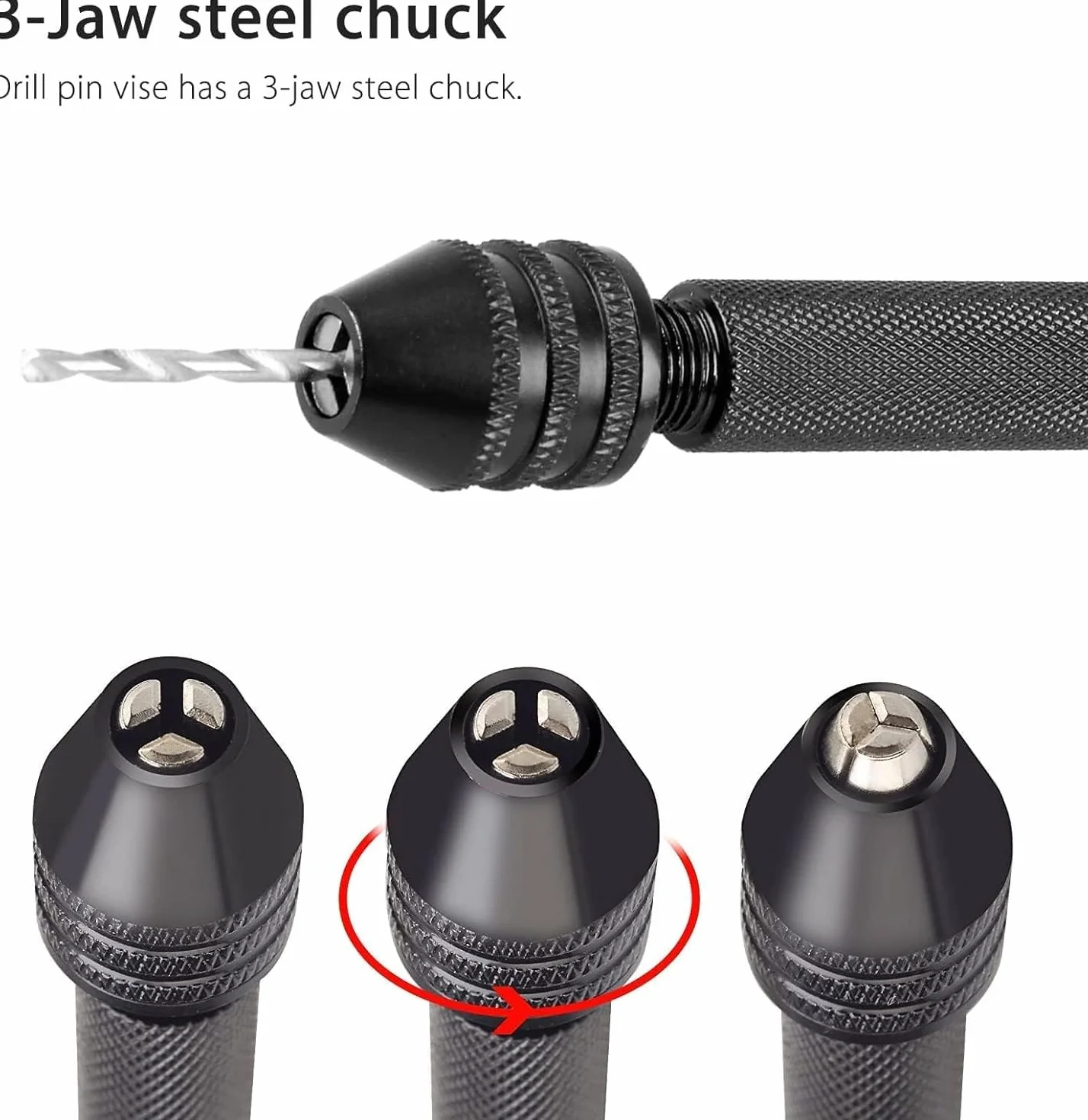 Pin Vise Hand Drill Rotary Tool 0.3-3.4mm Mini Trapano a Mano per Modellismo