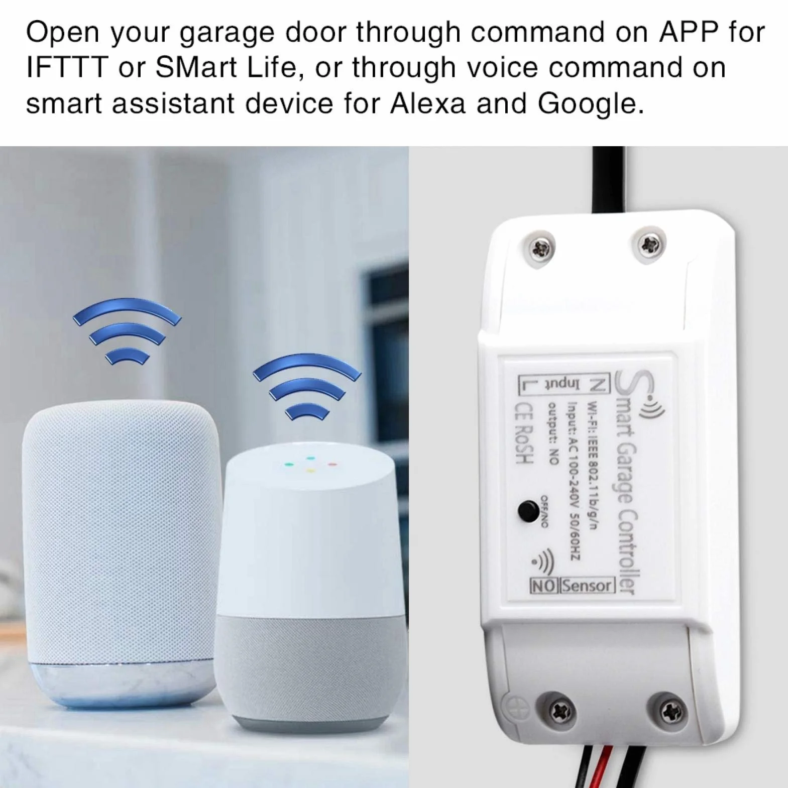 Demeras Apriporta Garage Smart WiFi, Door Opener Apricancello Intelligente con Telecomando