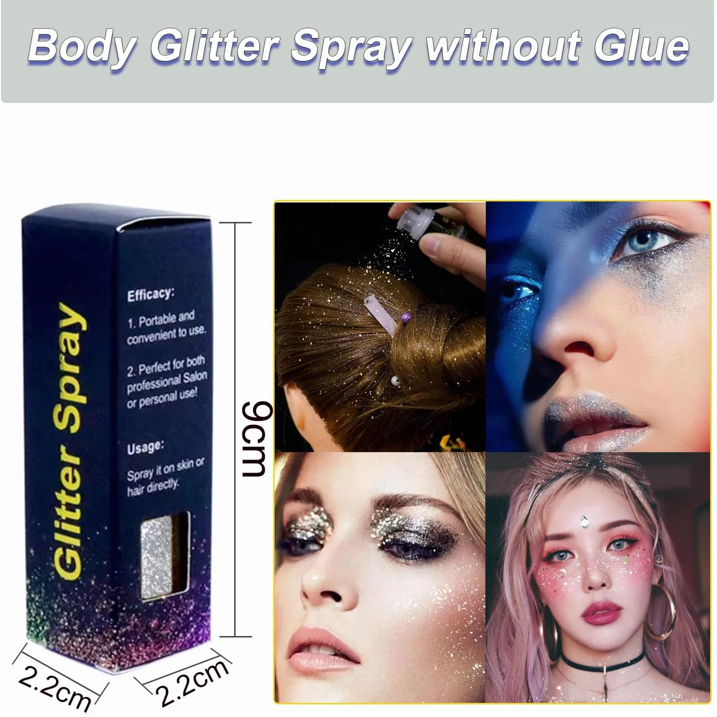 HTRUIYATY Glitter Spray per Corpo,Spray Glitter Brillantini per Capelli Polvere Ultrafine Glitter Make up per Tessuti Cosplay Festival