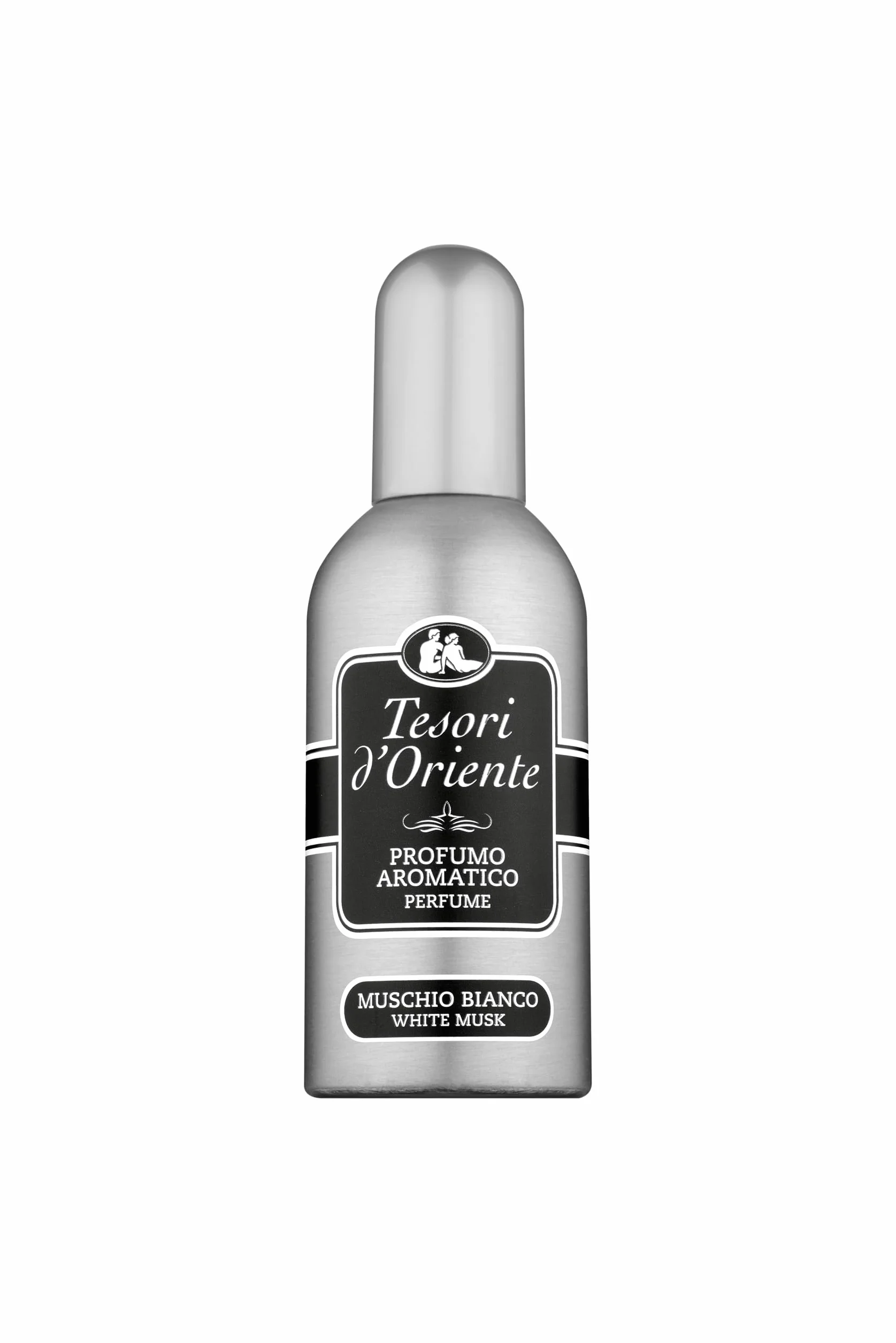 Tesori d'Oriente, Muschio Bianco Set Regalo da Viaggio, Include Profumo Aromatico 100 ml, Crema Corpo Idratante 75 ml, e Pochette Elegante, Fragranze con Note Ambrate e Armoniose che Durano a Lungo