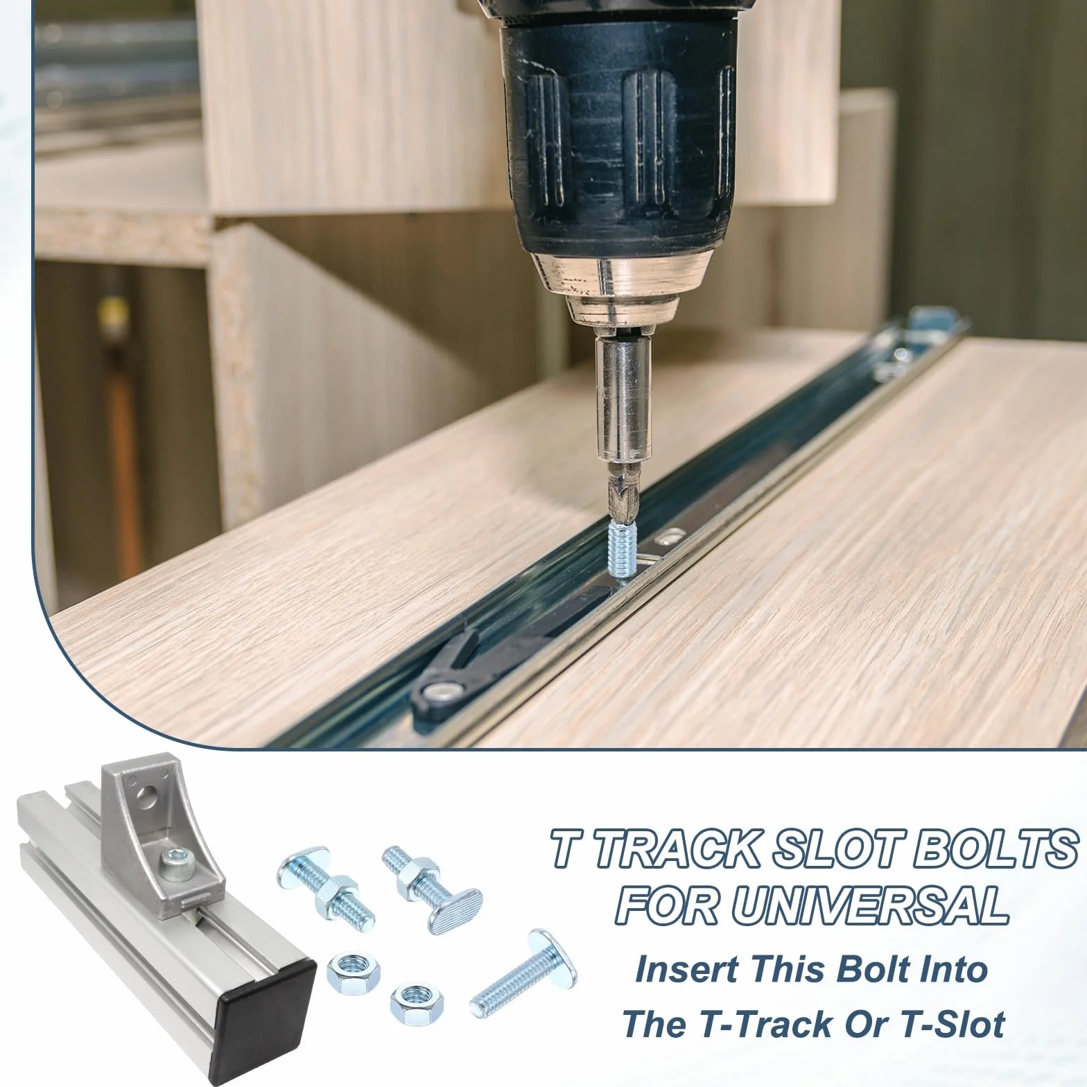 PATIKIL 1/4"-20 X 1-1/4" Bulloni A T Slot 16 Pezzi Con 32 Dadi Esagonali Argento