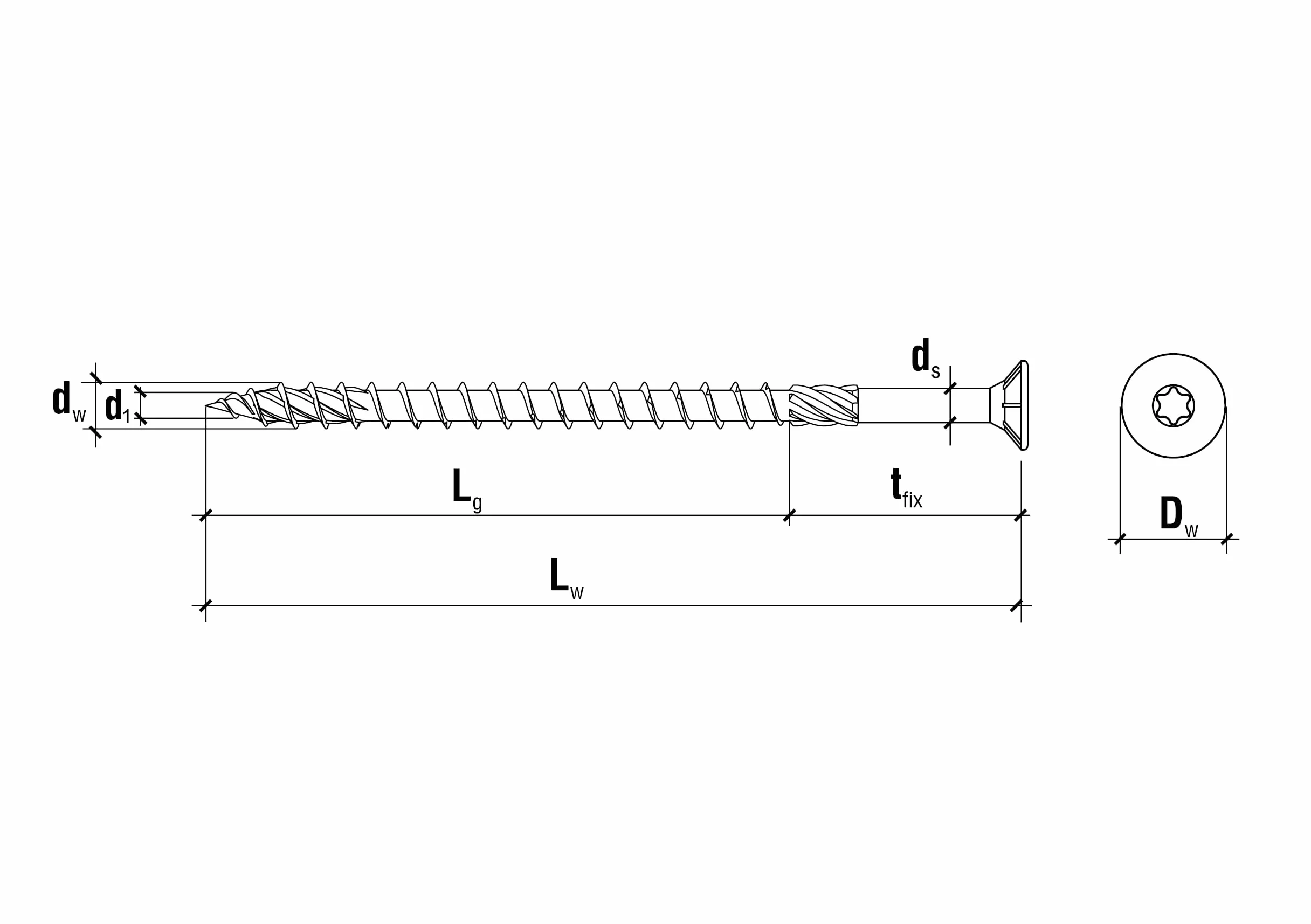KLIMAS Viti per Legno Torx Testa Svasata Piana Autofilettanti Bianco Zinco 10x120 mm 50 Pezzi
