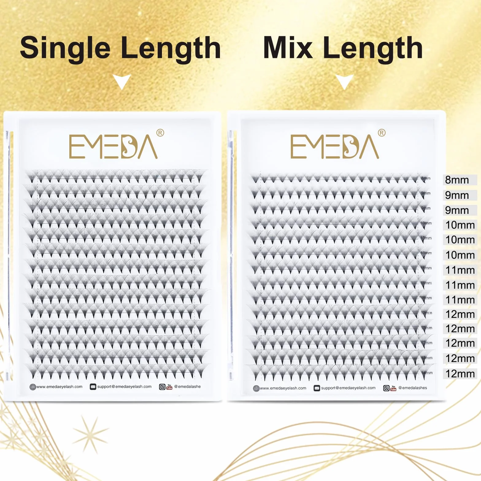 EMEDA 280 pcs 20D Estensioni Ciglia a Grappolo Russo 0.05mm D Curl Mixed 8-14mm Estensioni ciglia volume 20D Premade Ciglia Fans D curl Individual Cluster Lash Extensions (20D 0.05-D-mix)