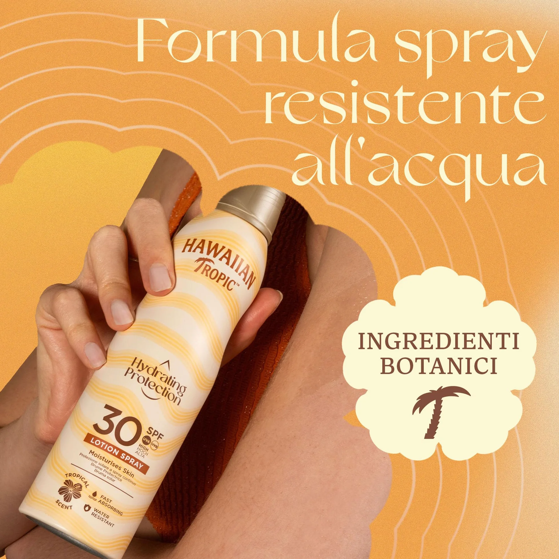 Spray Solare Protettivo Idratante di Hawaiian Tropic, Protezione SPF 50 UVA e UVB Resistente all'Acqua, Profumo Tropicale, Lozione Solare, 220 ml