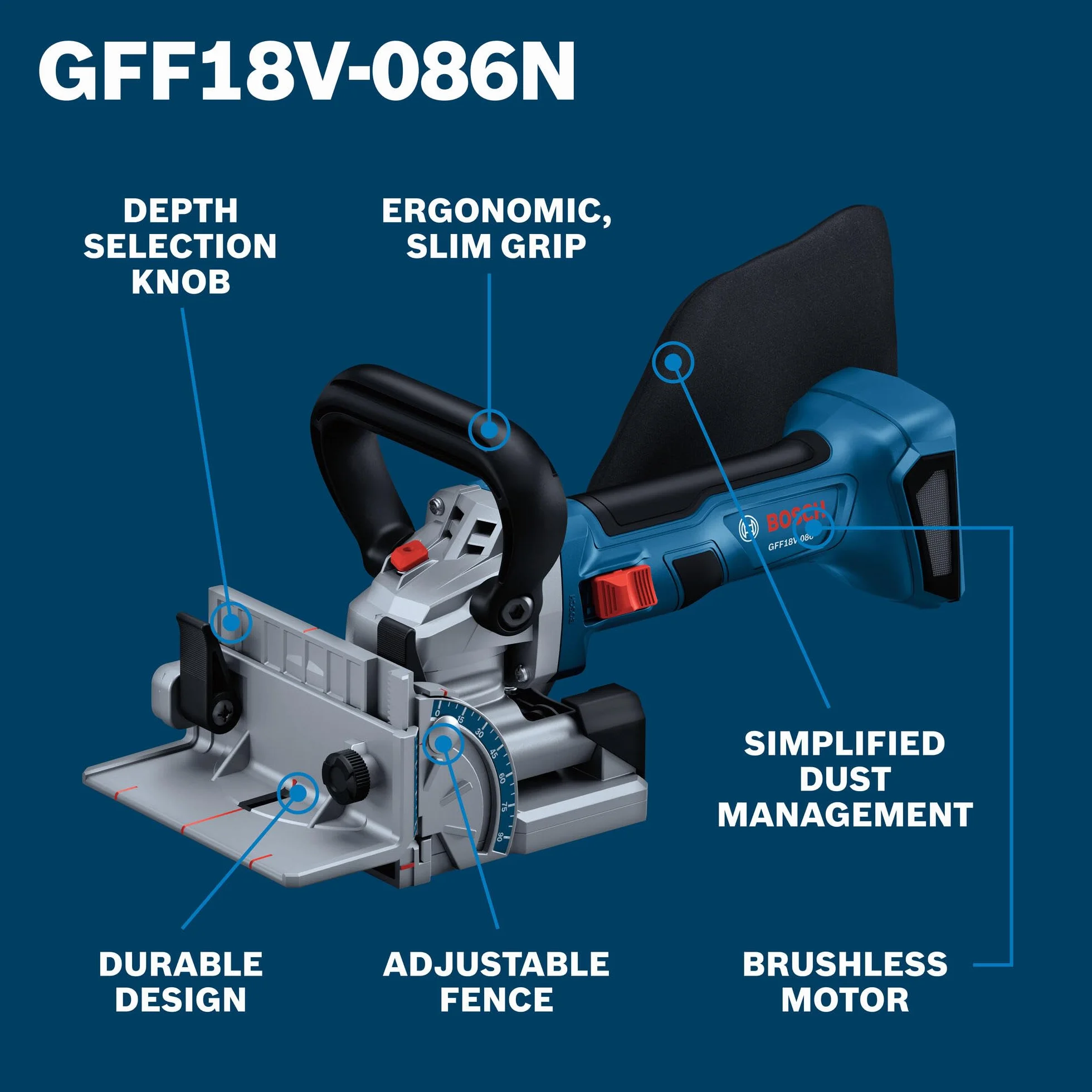 BOSCH GFF18V-086N 18V Brushless Biscuit Joiner Cordless Woodworking Tool