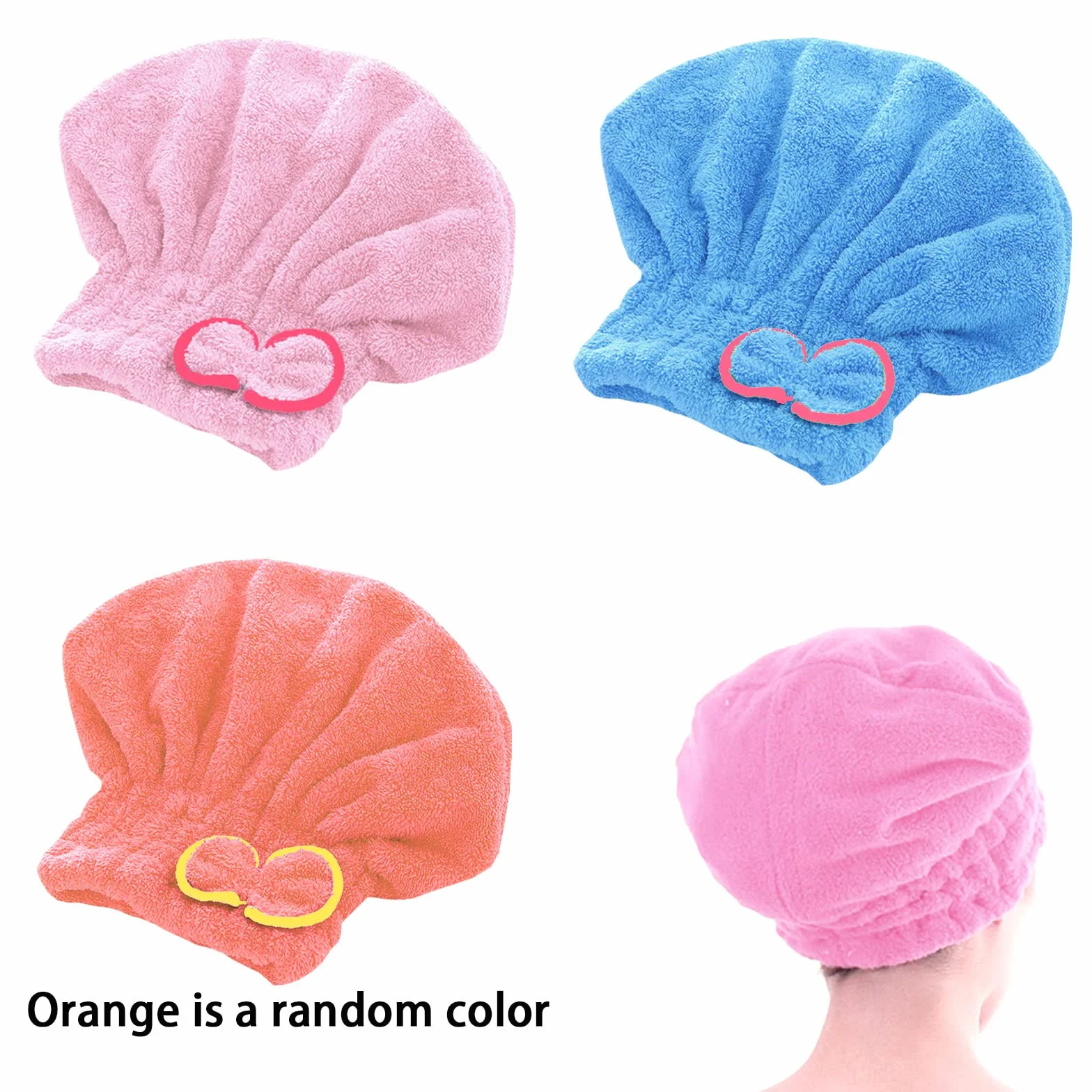 BDSHUNBF 3PCS Asciugamano Capelli Turbante, Turbante Asciugacapelli, Asciugamano in Microfibra, Asciugatura Rapida Super Assorbent Aciugamani In Microfibra Cappuccio per Donne Adulti o Bambini
