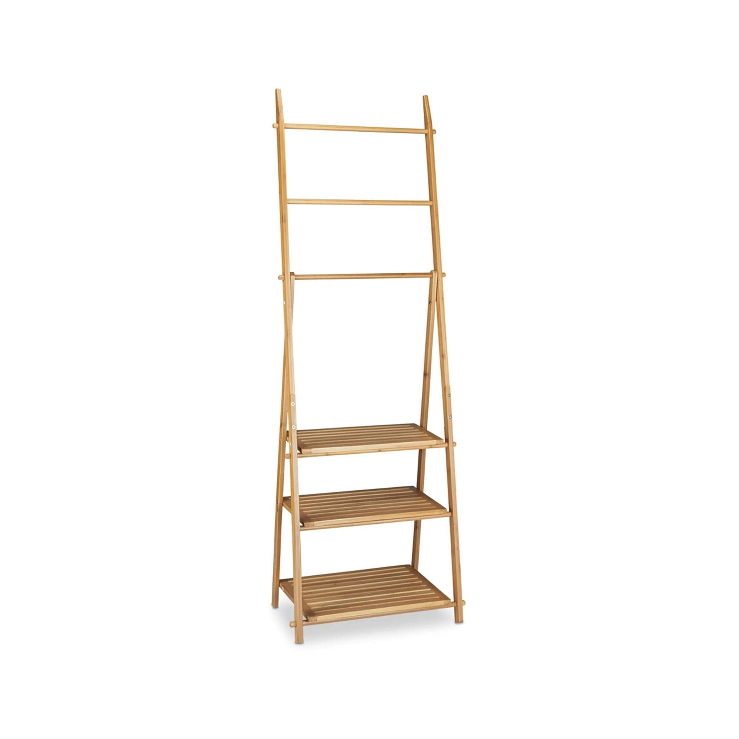 Relaxdays Porta Asciugamani Salviette da Terra Legno Marrone 31x53x152 cm