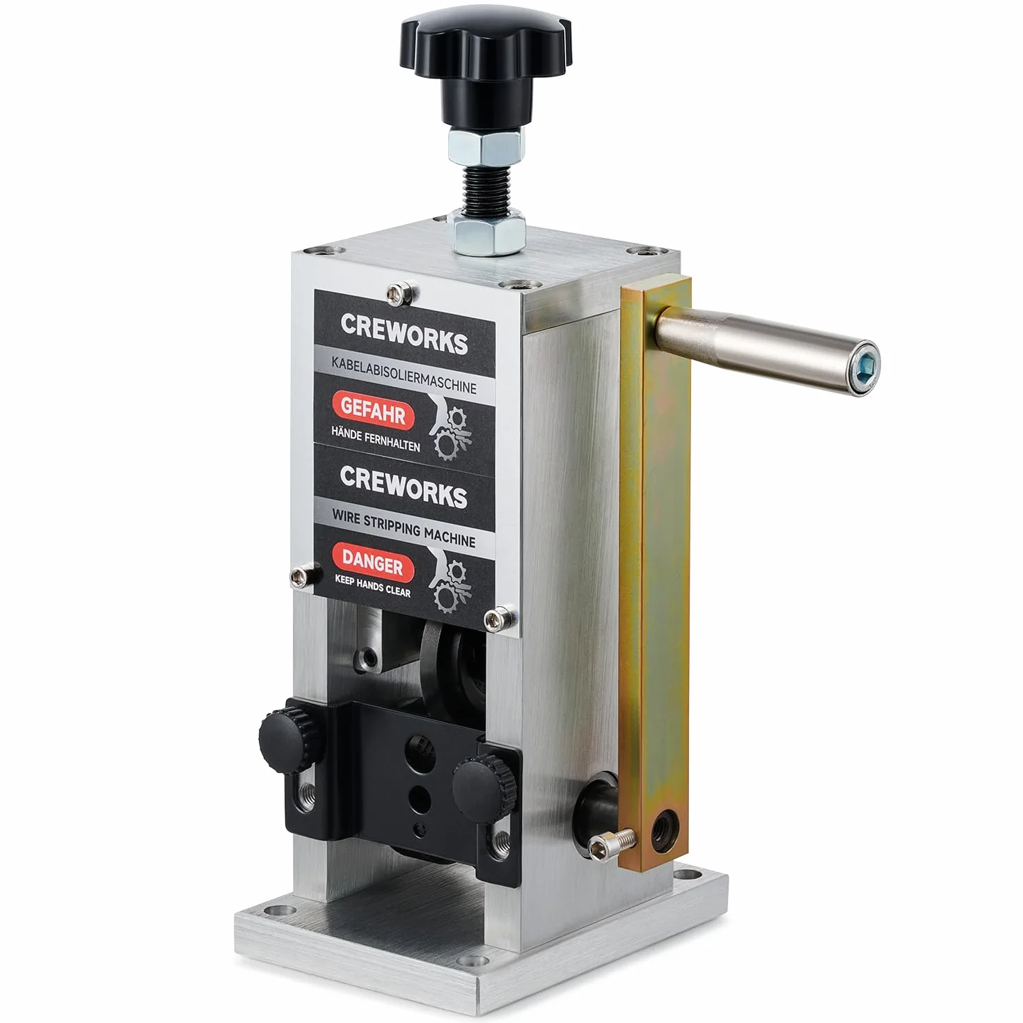 CREWORKS Macchina Spellacavi Manuale Professionale 3 Piastre Foro 5 Canali Cavi Φ1.5-25mm Recupero Rame