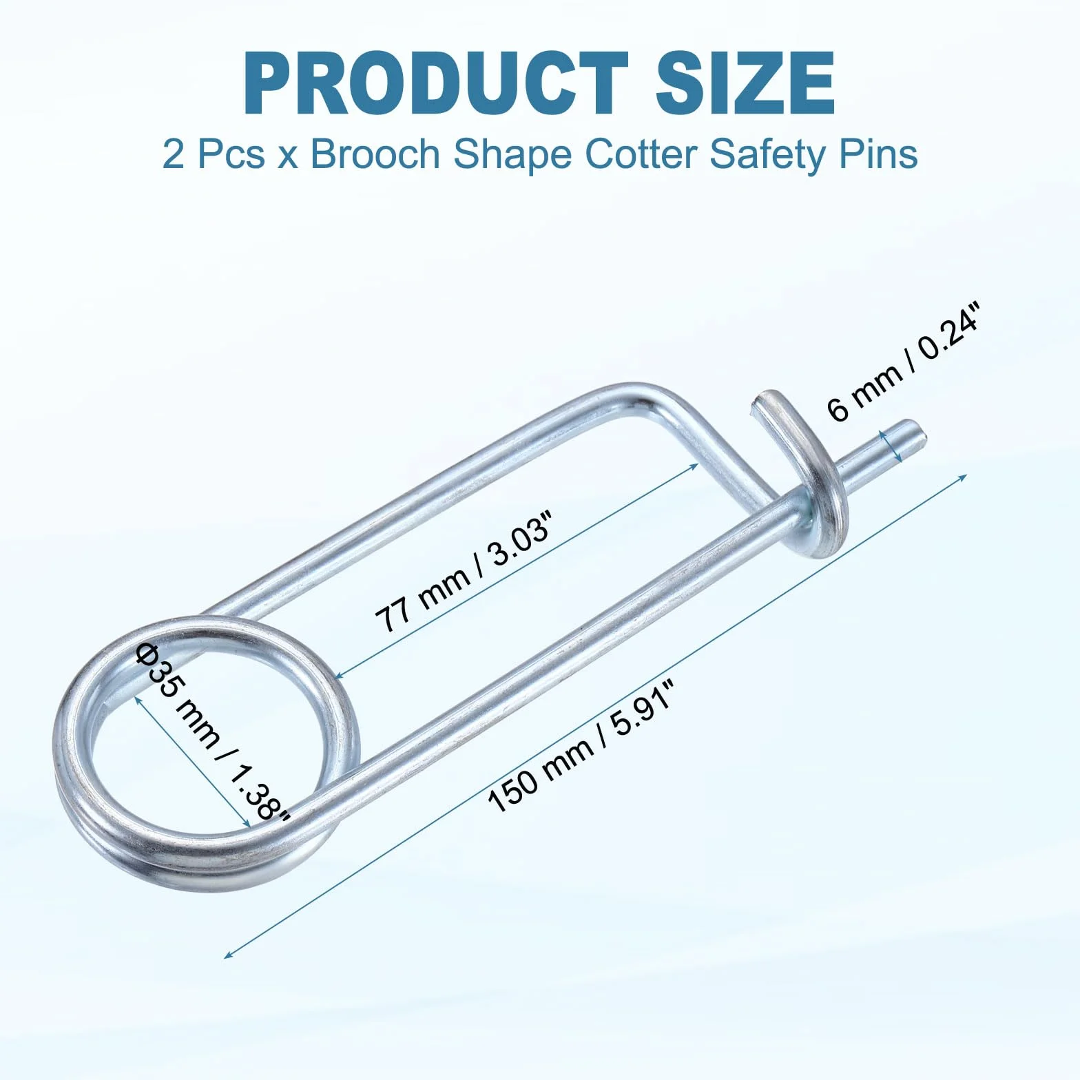 PATIKIL Spilla a Forma di Fiocco Spinotto di Sicurezza M6x77mm Acciaio Bloccaggio Rapido 2 Pcs