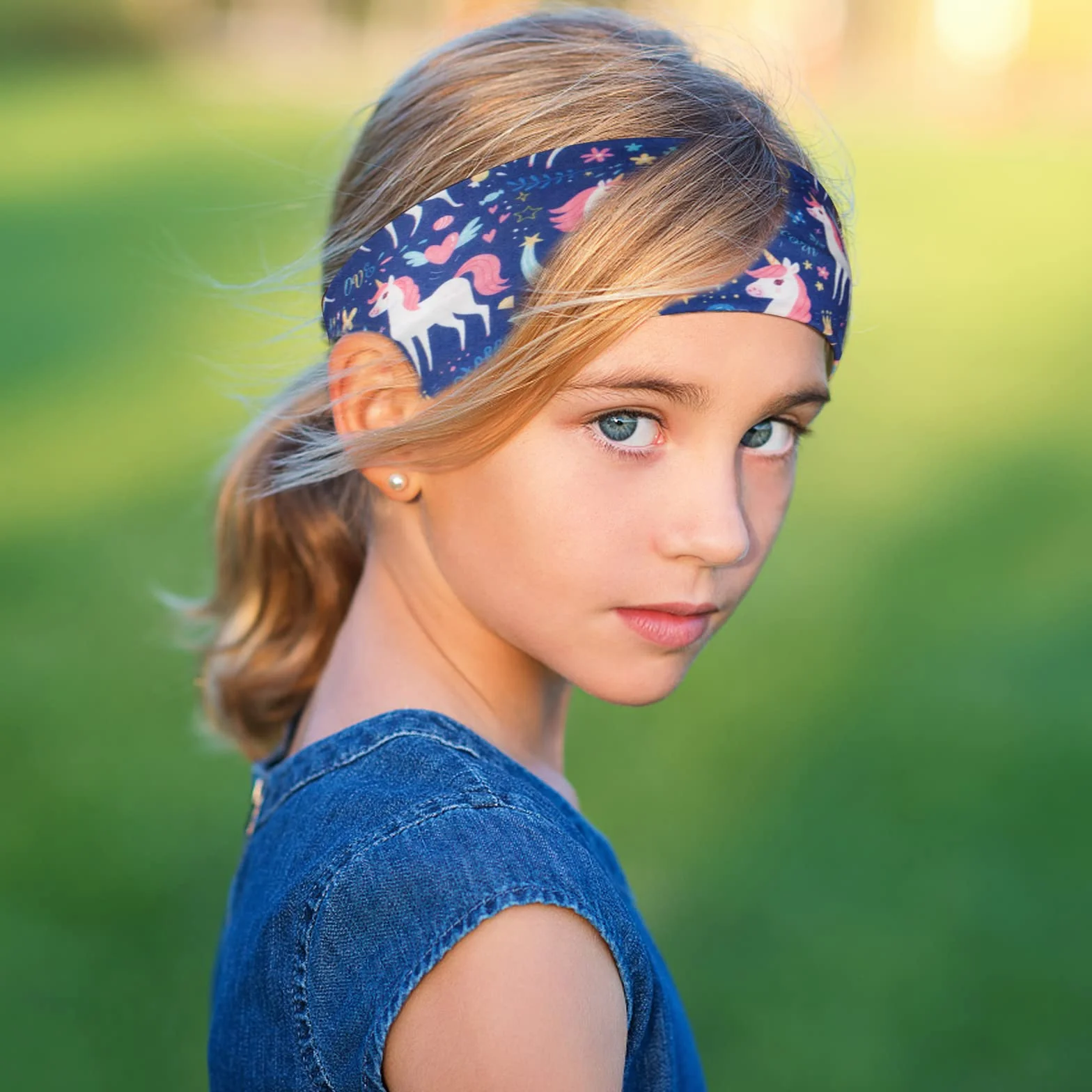 BETESSIN 5pz Fasce per Capelli Bambina Unicorno Fascia Fasce Elastiche Turbante per Decorazione Capelli Bambina Bimba 5-15 Anni