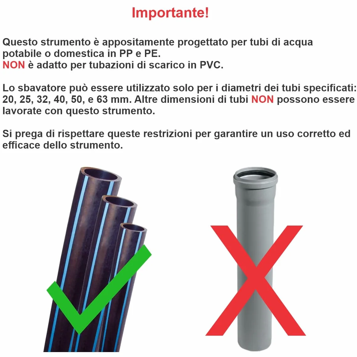 Smussa Tubi in Plastica PE 20-63 mm - Sbavatore per Tubi con 3 Lame di Ricambio