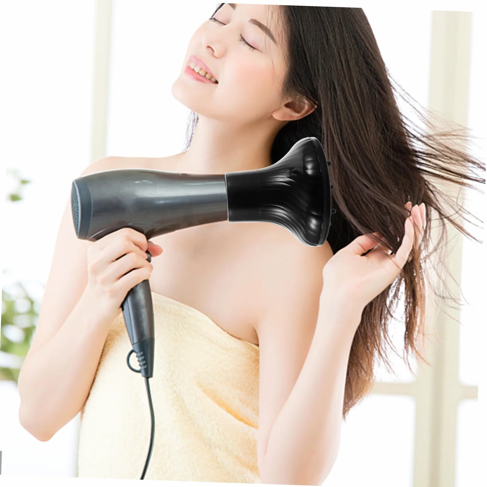 Diffusore per Asciugacapelli Ricci Nero in Plastica da Salone | Casa e Parrucchiere, Flusso a 360 Gradi, Riduce Crespo, Diametro 4, 2-4, 8cm