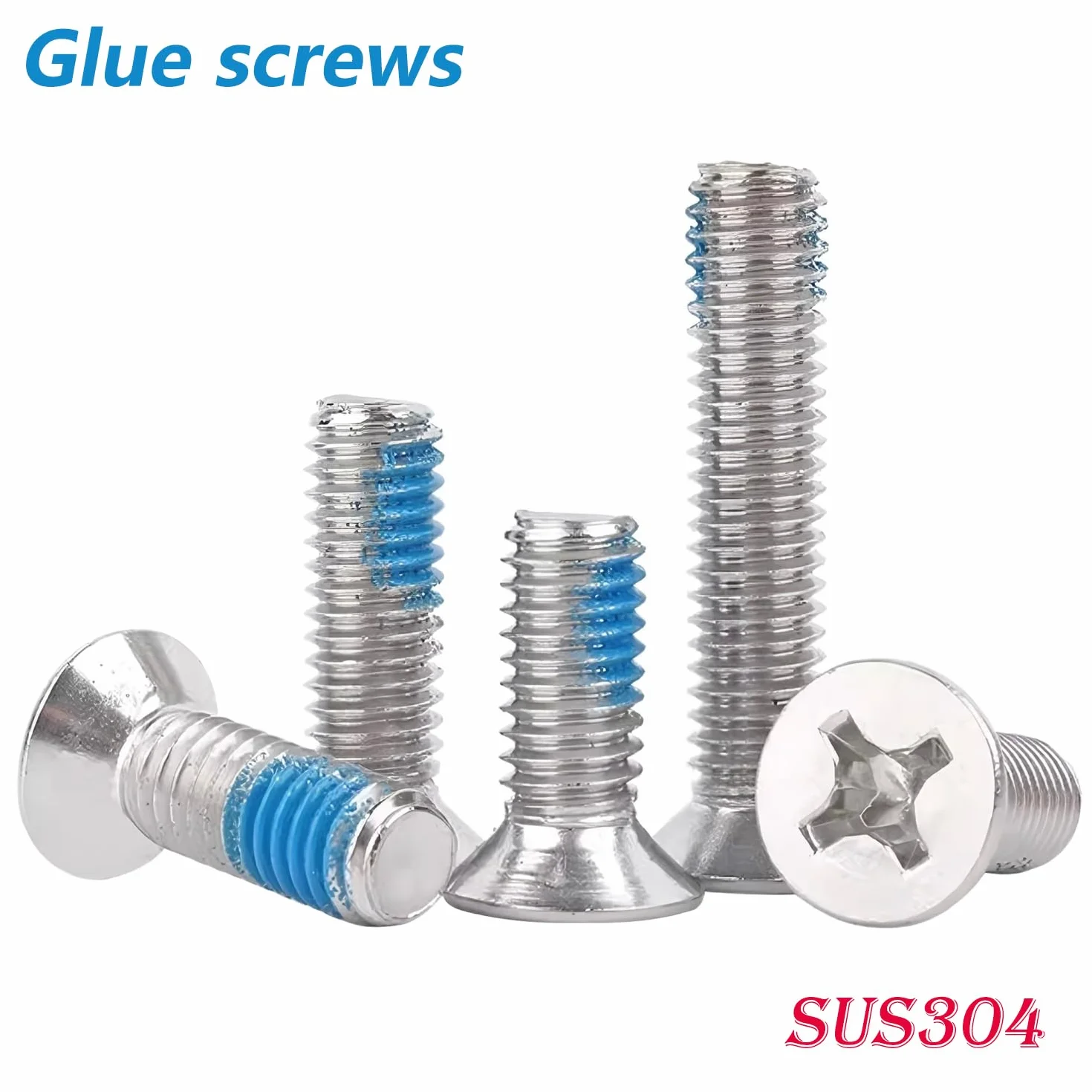 20 Viti a Testa Svasata Acciaio Inox M5x10mm Antiscivolo con Threadlocker per Fissaggio
