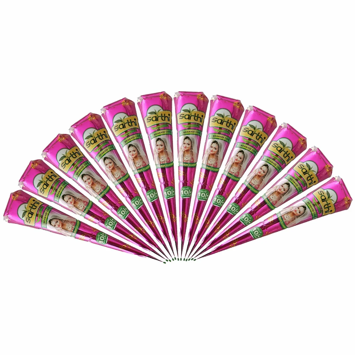 Sarthi Cono Naturale 6 x 25g - Senza PPD & Sostanze Chimiche Lunga Durata | Dermatologicamente Testato Per Decorazioni Creative Facile da Applicare mit Kajal Adesivo