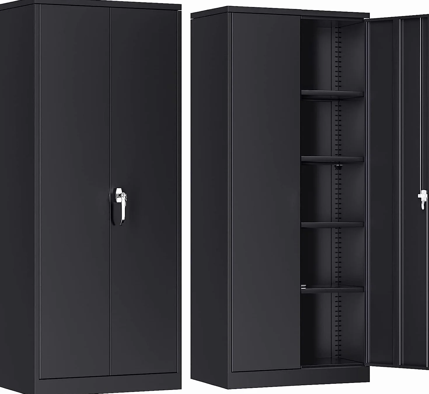 Armadio per documenti in metallo 4 ripiani regolabili in altezza lamiera d'acciaio 180 x 80 x 40 cm nero