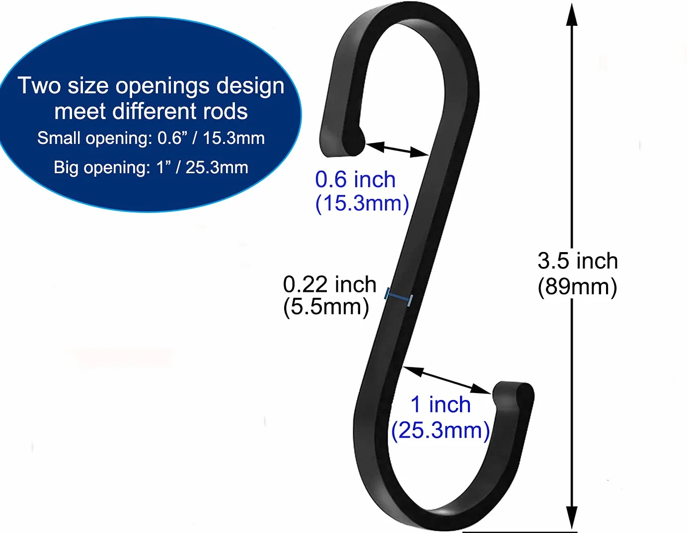 Ganci a S 10 Pezzi in Alluminio Anti Ruggine Multifunzione Nero Opaco