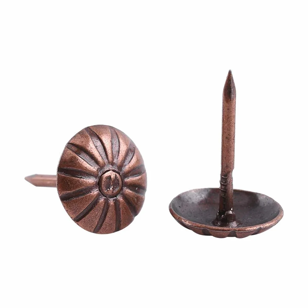 Chiodi Tappezzeria Bronzo 11x16 mm 100 Pezzi, Borchie Decorative per Mobili Rosso