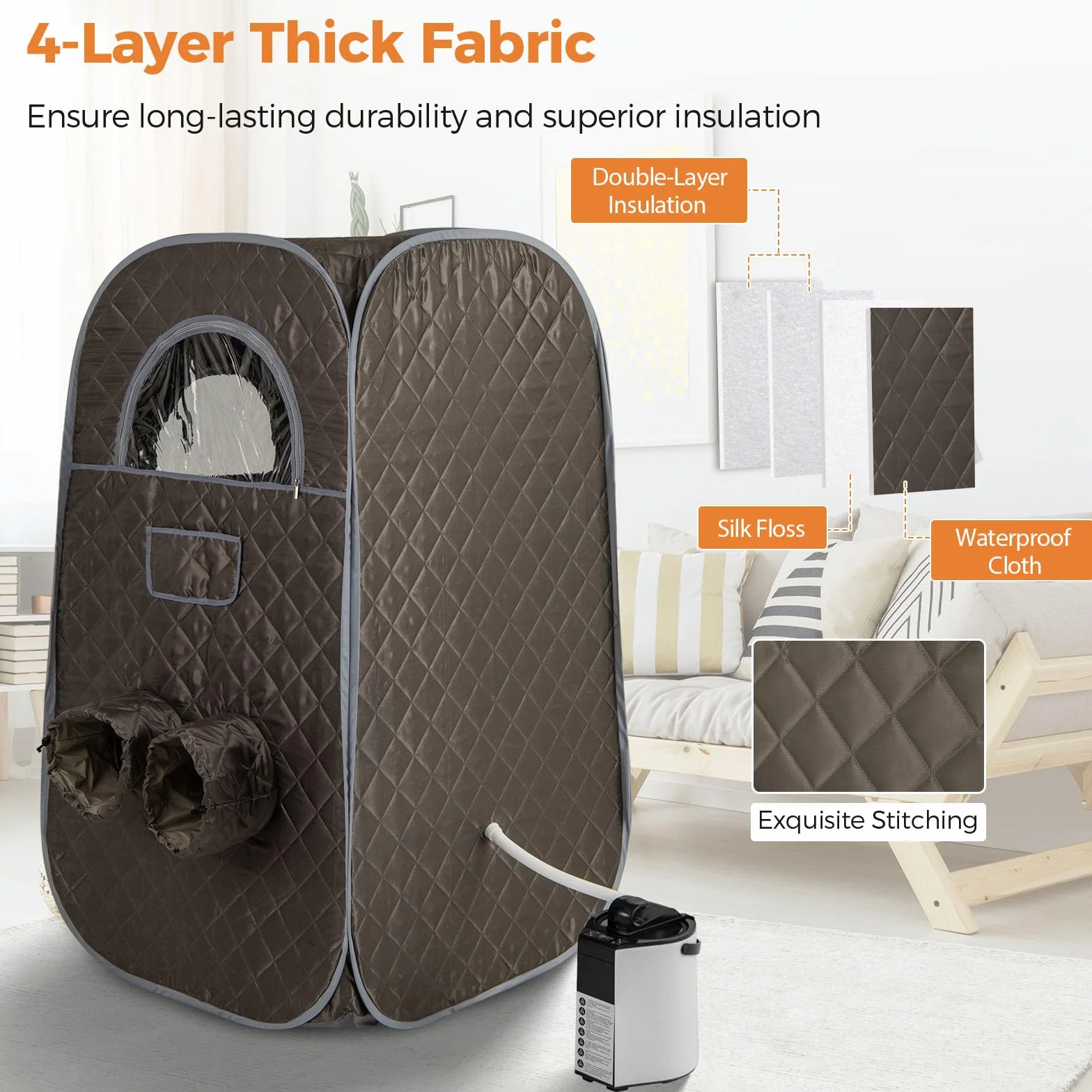 HOMASIS Sauna Portatile con Generatore di Vapore da 3 Litri, Telecomando, 9 Livelli Temperatura, Sedia Pieghevole e Massaggia Piedi Grigio