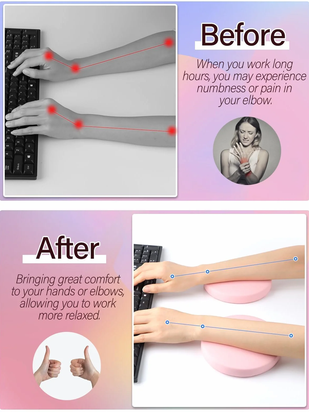 TOROKOM poggomito per le unghie Tech, poggomito per le unghie Tech, morbido poggomito-unghie braccio antiscivolo comodo imbottitura base, gomito rotondo per la manicure salone/casa (rosa)
