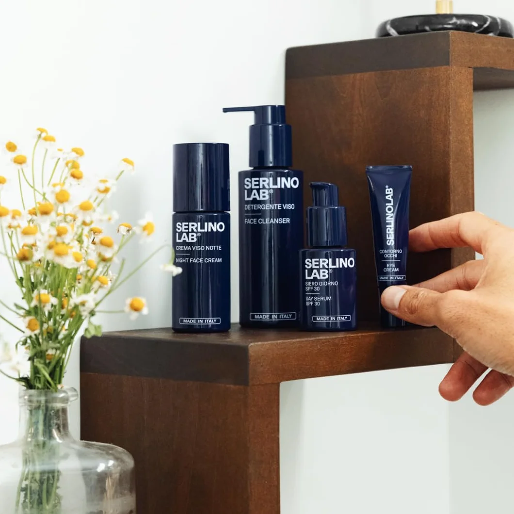 SERLINO LAB Kit completo Skincare Antirughe, Detergente, Contorno Occhi, Siero Giorno SPF30, Crema Notte, tutto made in italy