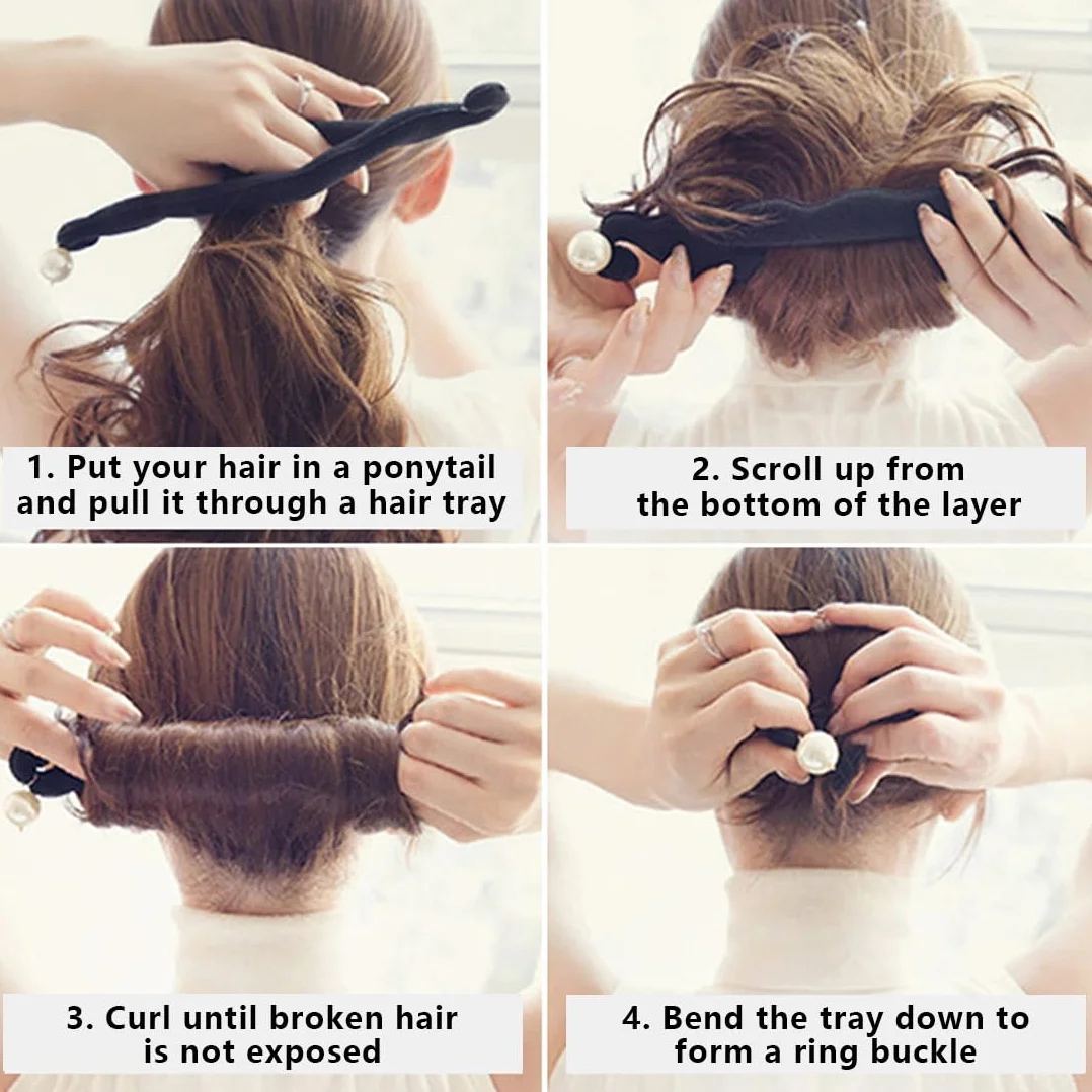2Pcs Strumento per la Creazione Rapida di Chignon, Capelli Strumento per Intrecciare, Twist Curler Donut Strumenti, Magico Articolo per Raccogliere i Capelli in Modo Semplice e Veloce
