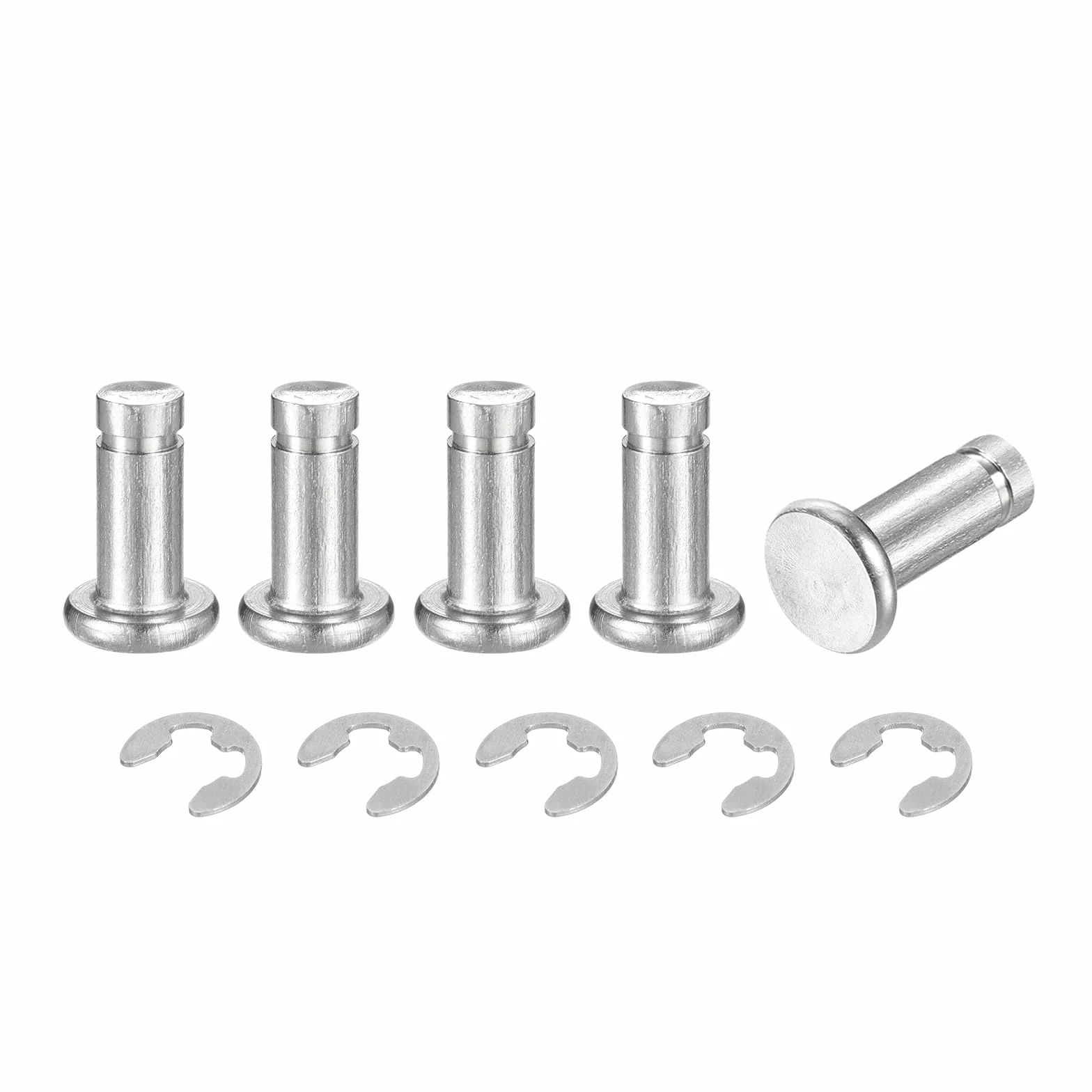 Acciaio Inossidabile 304 Perno Posizionamento Cilindrico Elastico M5x12mm, Perno Posizione Cilindro Cerniera Scanalato Testa Piatta con Clip E, Argento